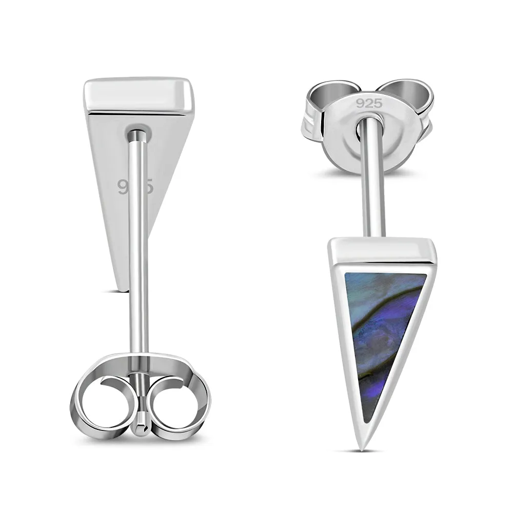 Abalone Shell Triangle Sterling Silver Stud Earrings
