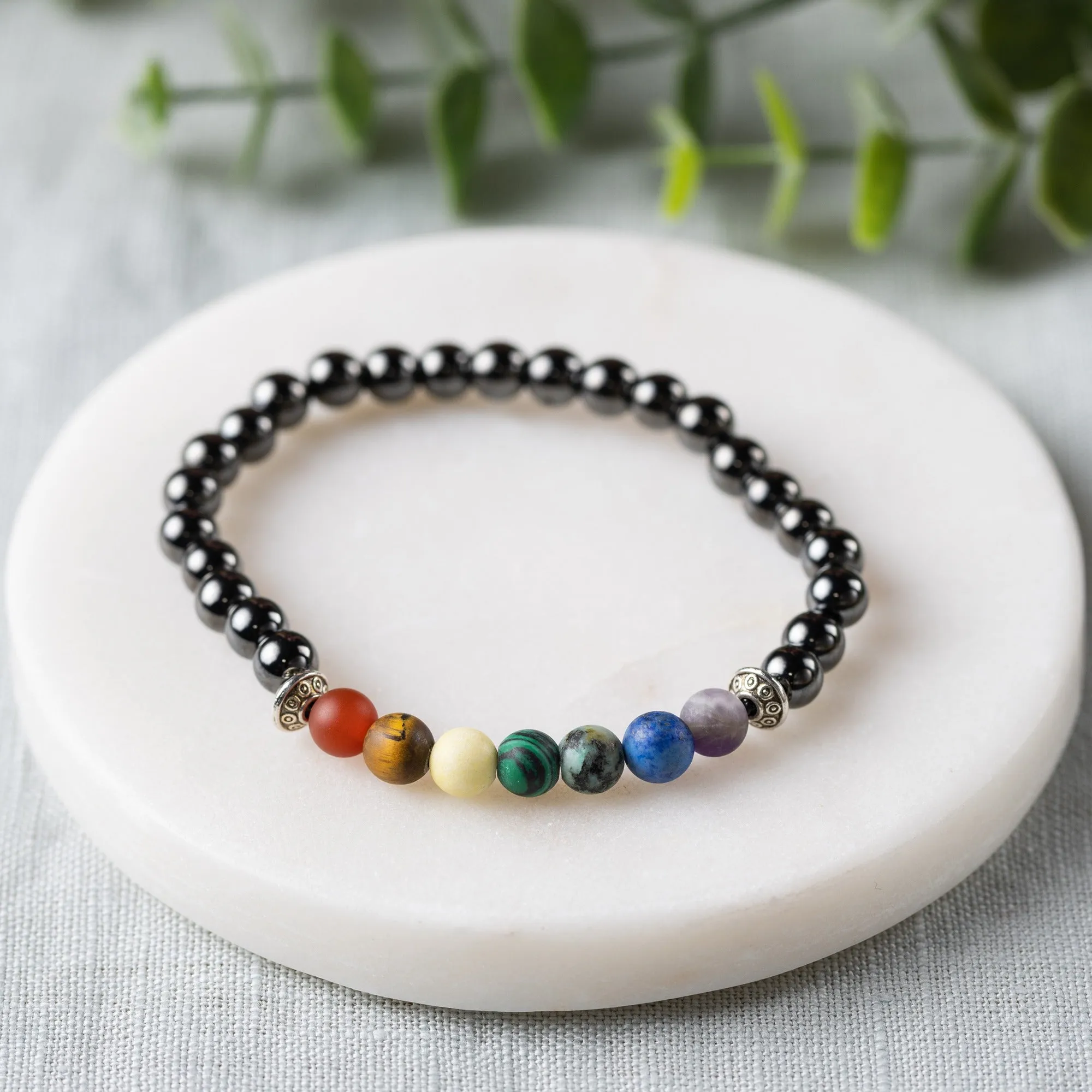 Adults | Rainbow Chakra   High Power Magnetic Hematite Bracelet