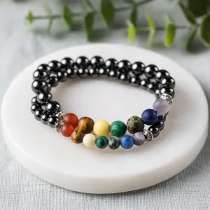 Adults | Rainbow Chakra   High Power Magnetic Hematite Bracelet