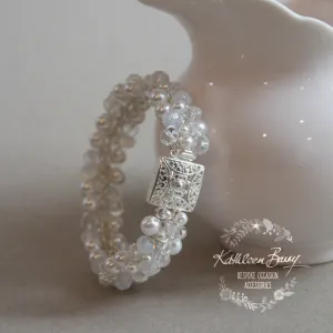 Alexa cuff bracelet - opalescent crystals & pearls - clear option available