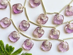 Amethyst Cushion Hoop Shape Faceted Briolette Beads, Natural Amethyst Gemstone, Amethyst cushion beads, Amethyst Beads, 12x12mm, 10 Pieces