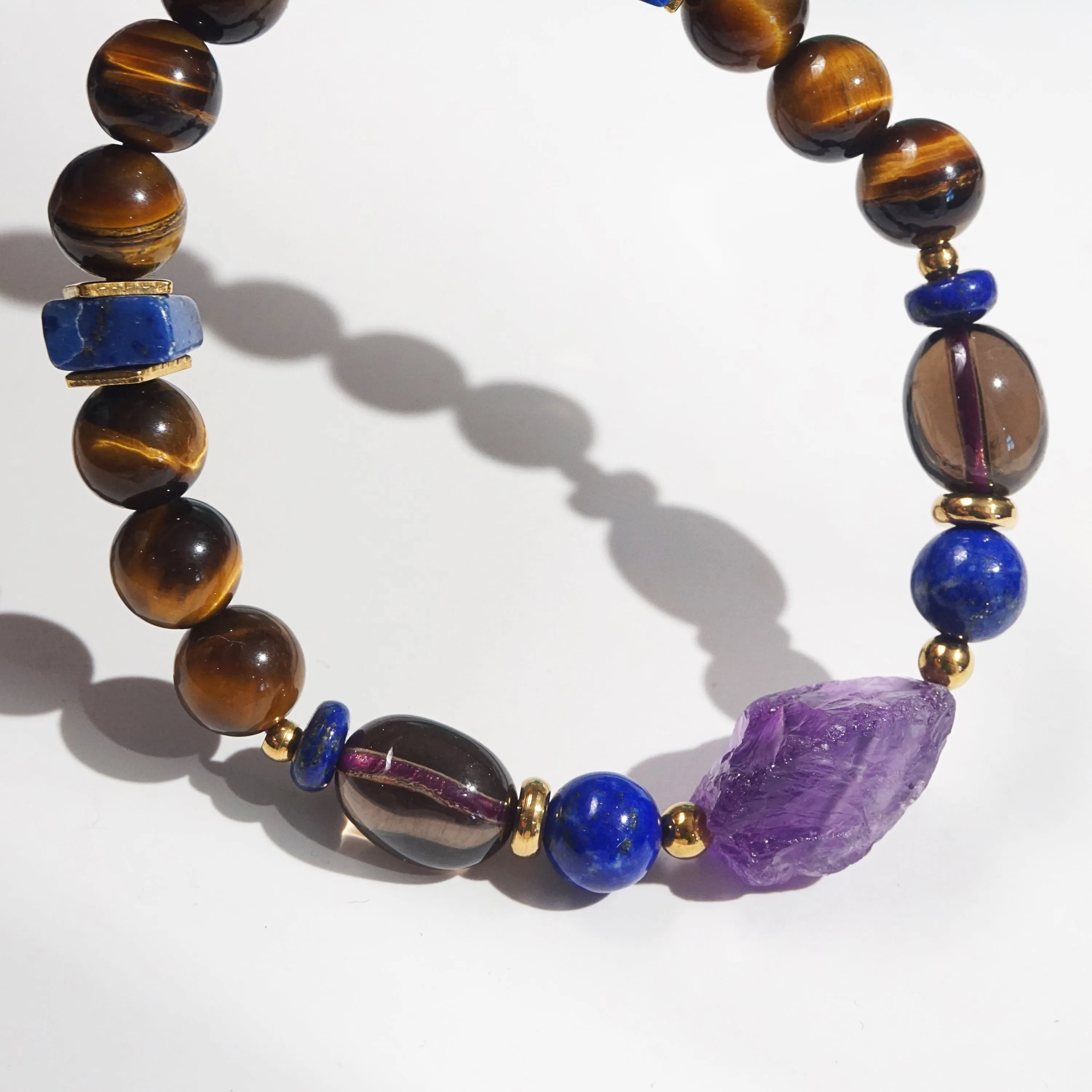 Amethyst, Lapis Lazuli, Smoky Quartz, and Tiger Eye