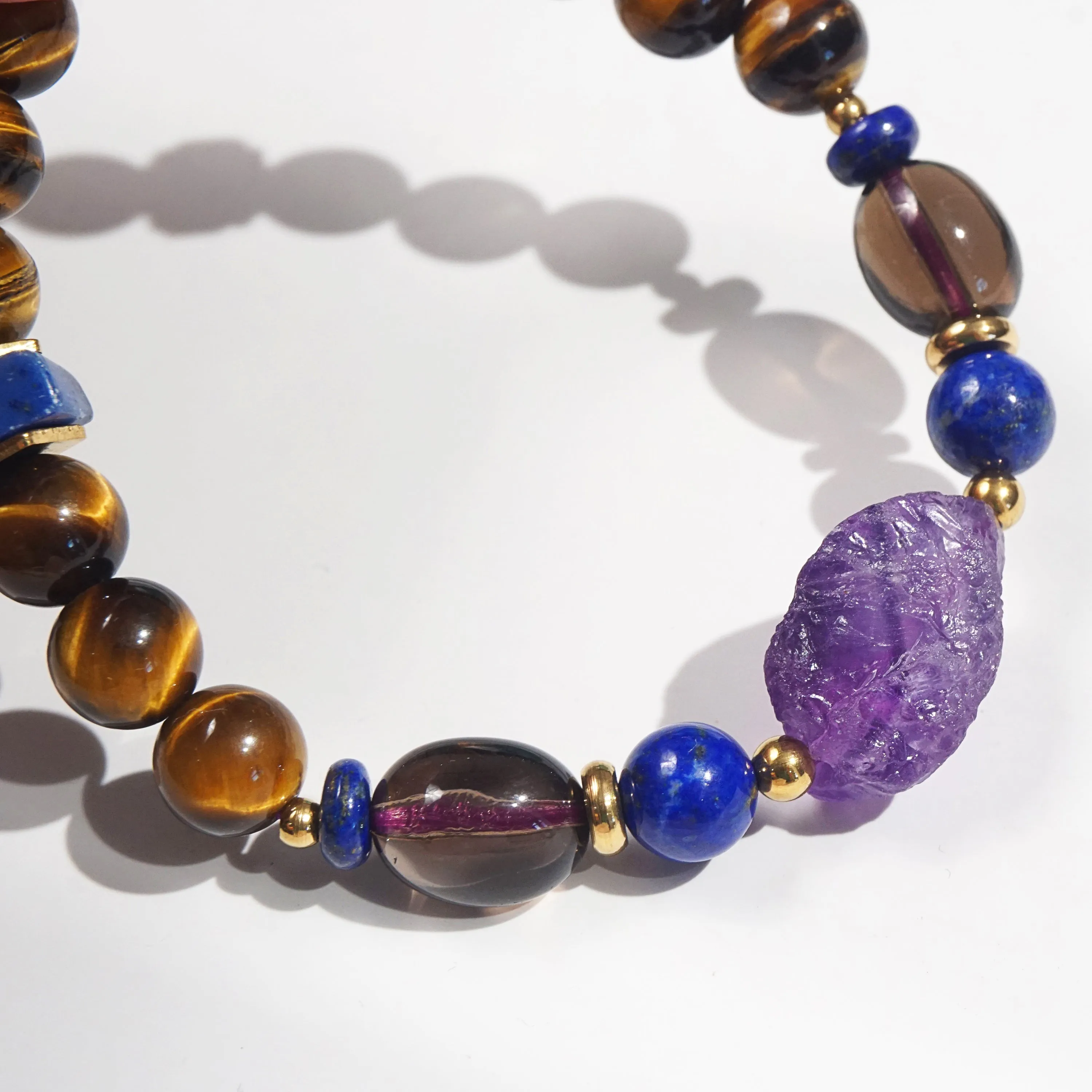 Amethyst, Lapis Lazuli, Smoky Quartz, and Tiger Eye
