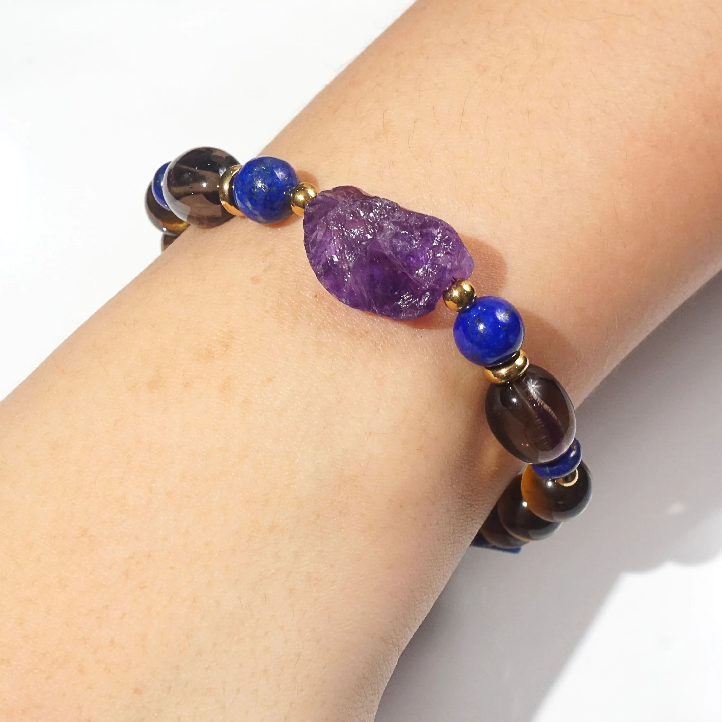Amethyst, Lapis Lazuli, Smoky Quartz, and Tiger Eye