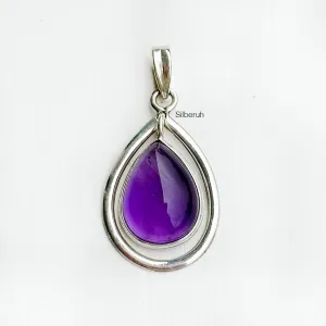 Amethyst Silver Drop Pendant