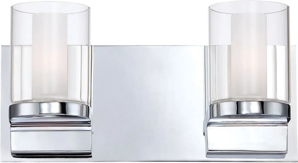 Anchor 2 Light Vanity In Chrome and Clear Outer Glass With White Opal Inner Glass