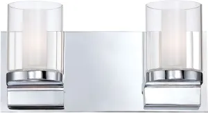 Anchor 2 Light Vanity In Chrome and Clear Outer Glass With White Opal Inner Glass