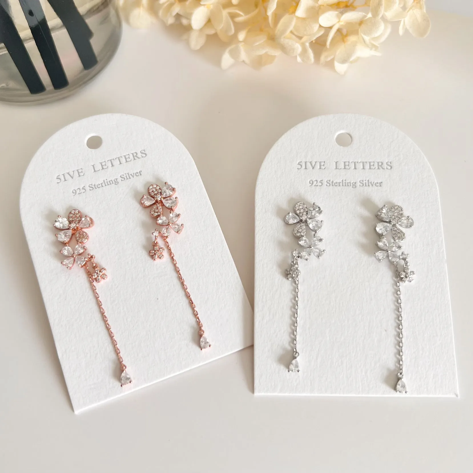 Anna Flower Dangling Earrings 925 SIlver
