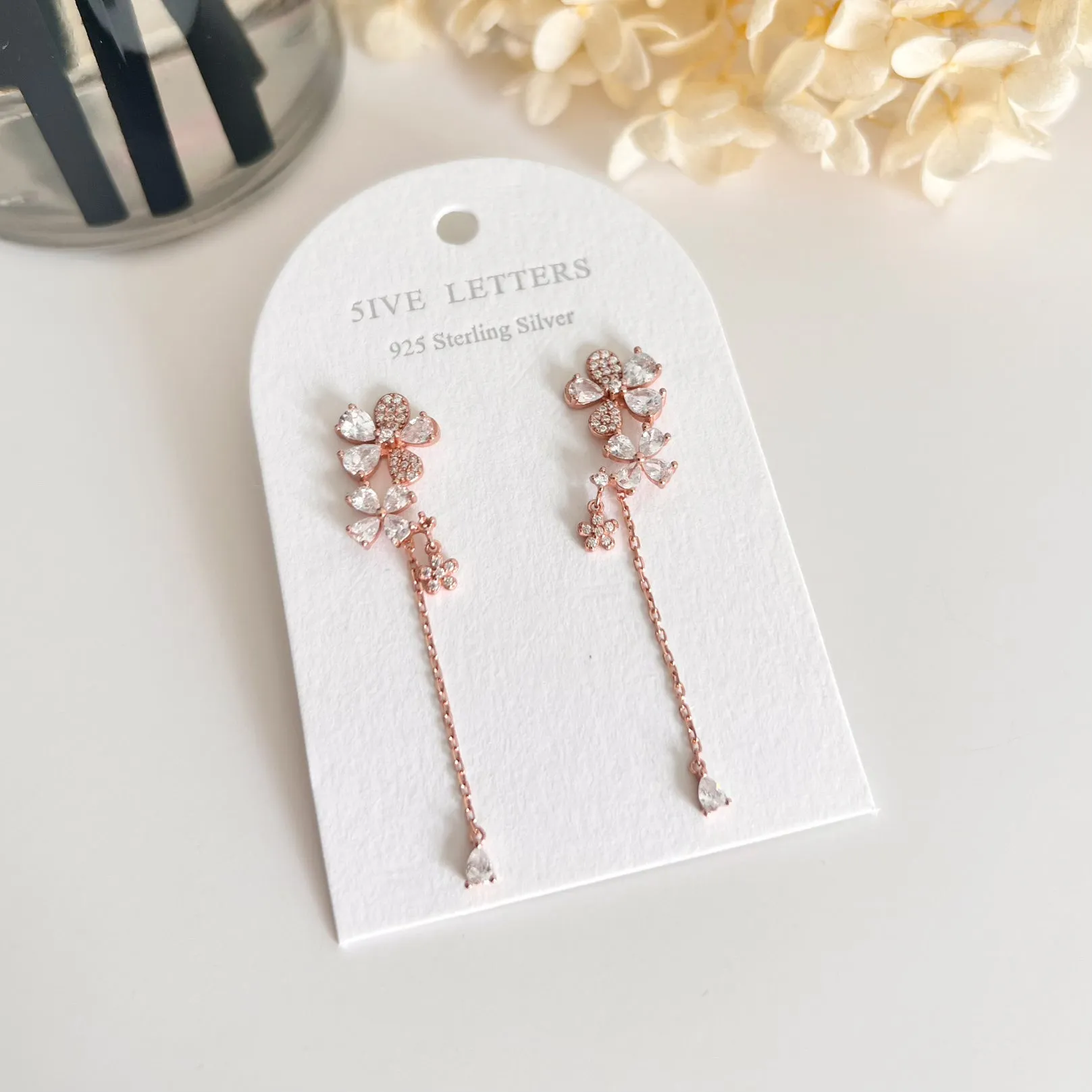 Anna Flower Dangling Earrings 925 SIlver