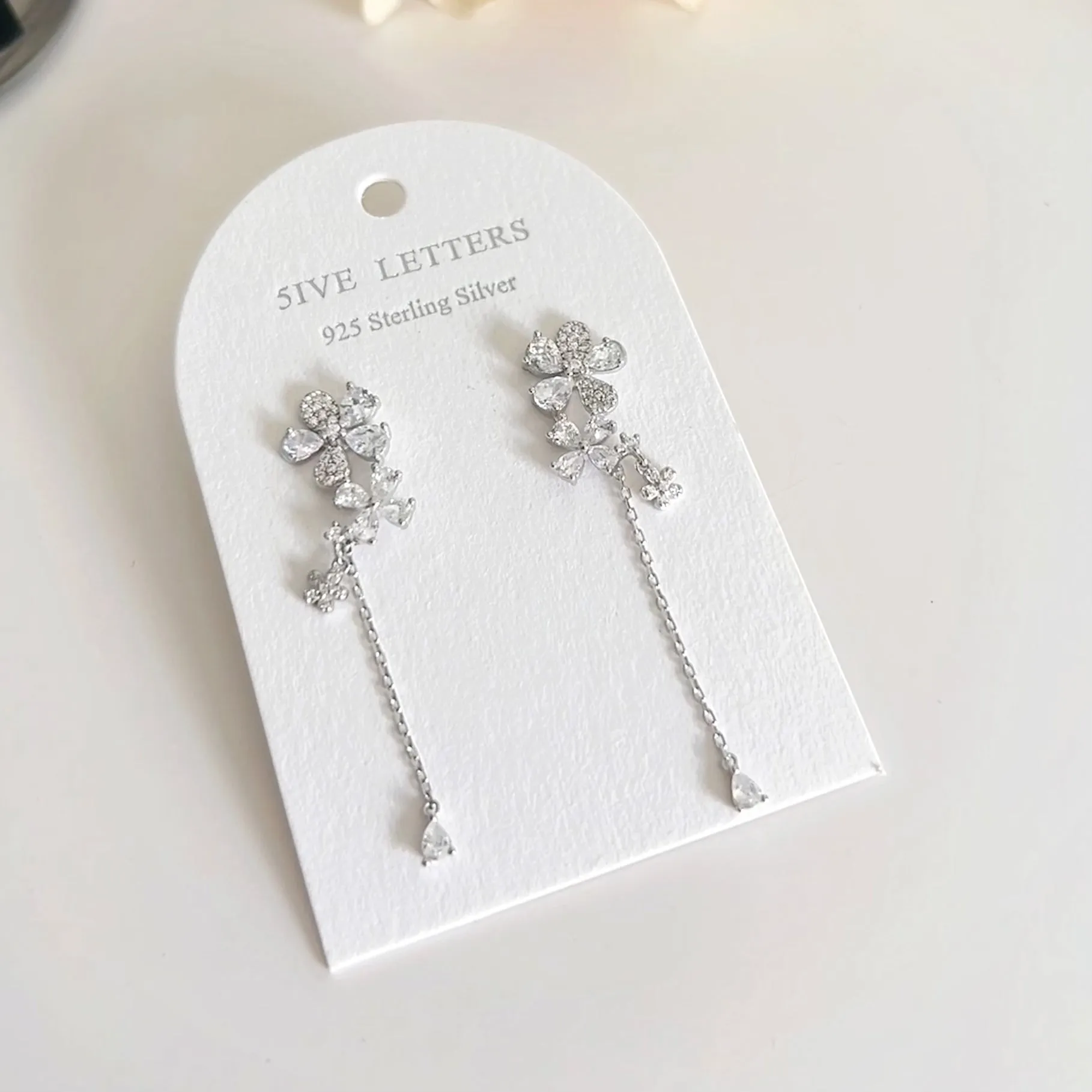 Anna Flower Dangling Earrings 925 SIlver