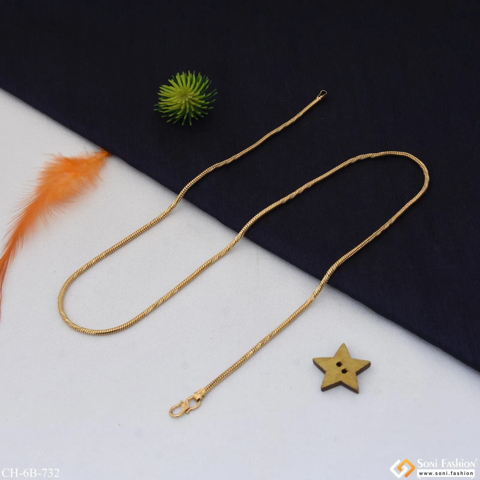 Antique Design Superior Quality Gorgeous Design Gold Plated Chain for Men - Style B732