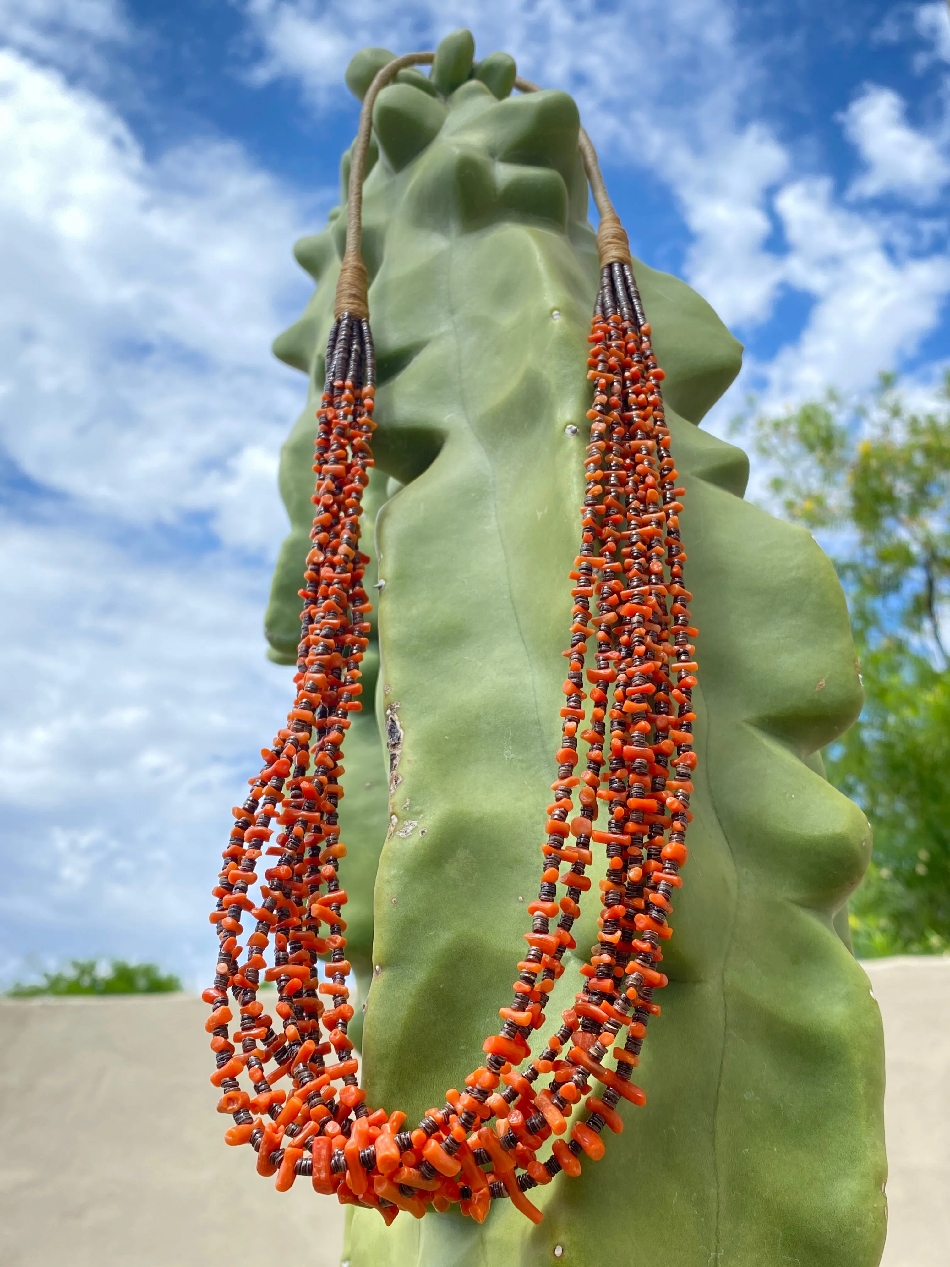 Apple Coral and Heishi ShellNecklace Santo Domingo