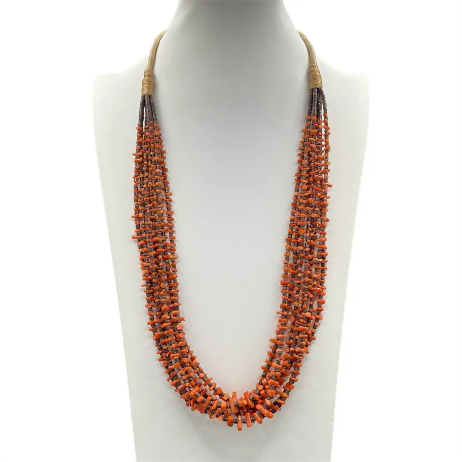 Apple Coral and Heishi ShellNecklace Santo Domingo