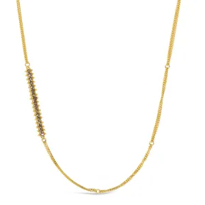 Asymmetrical Woven Station Necklace in Champagne Diamond