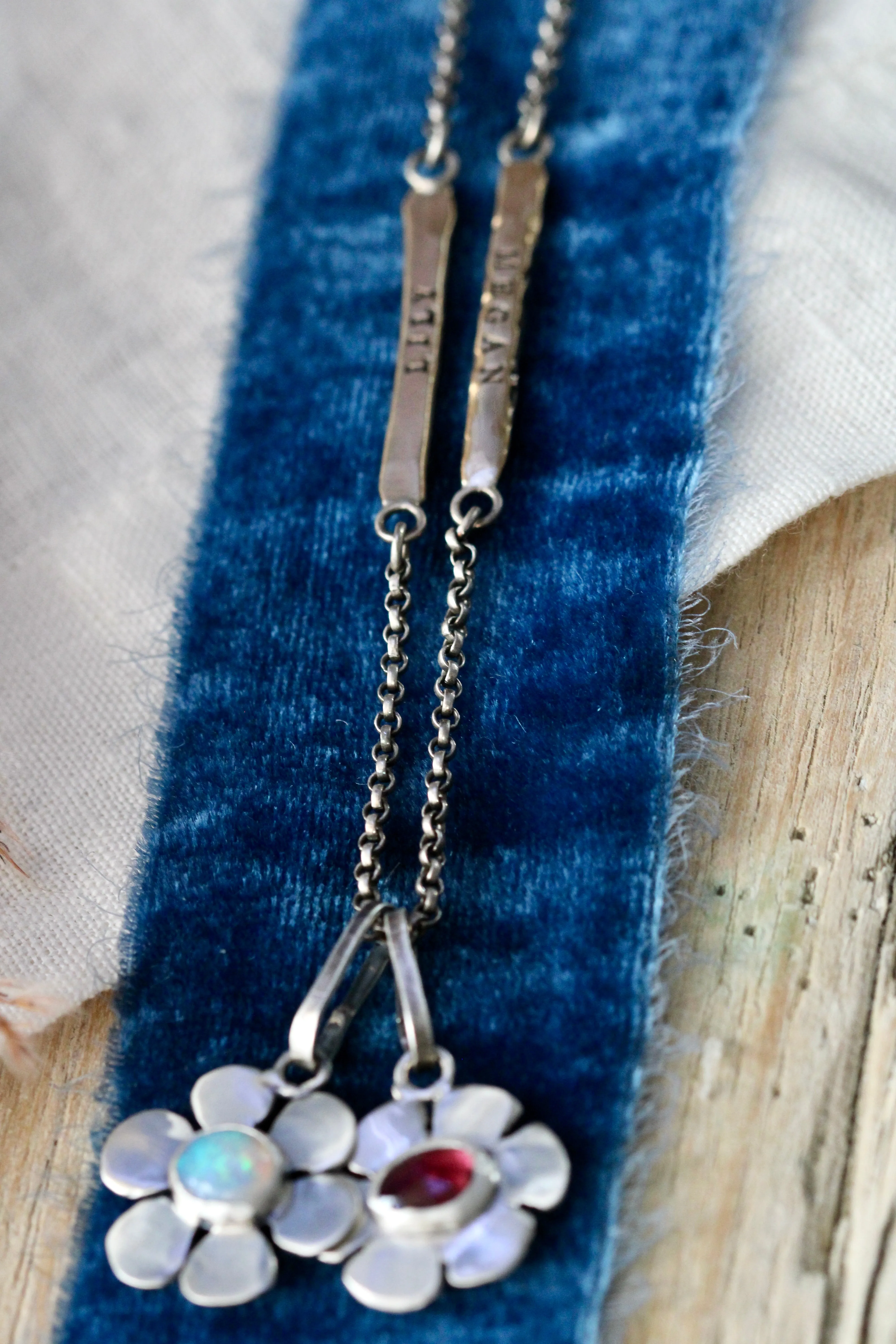 Australian Opal Sterling silver Flower charm