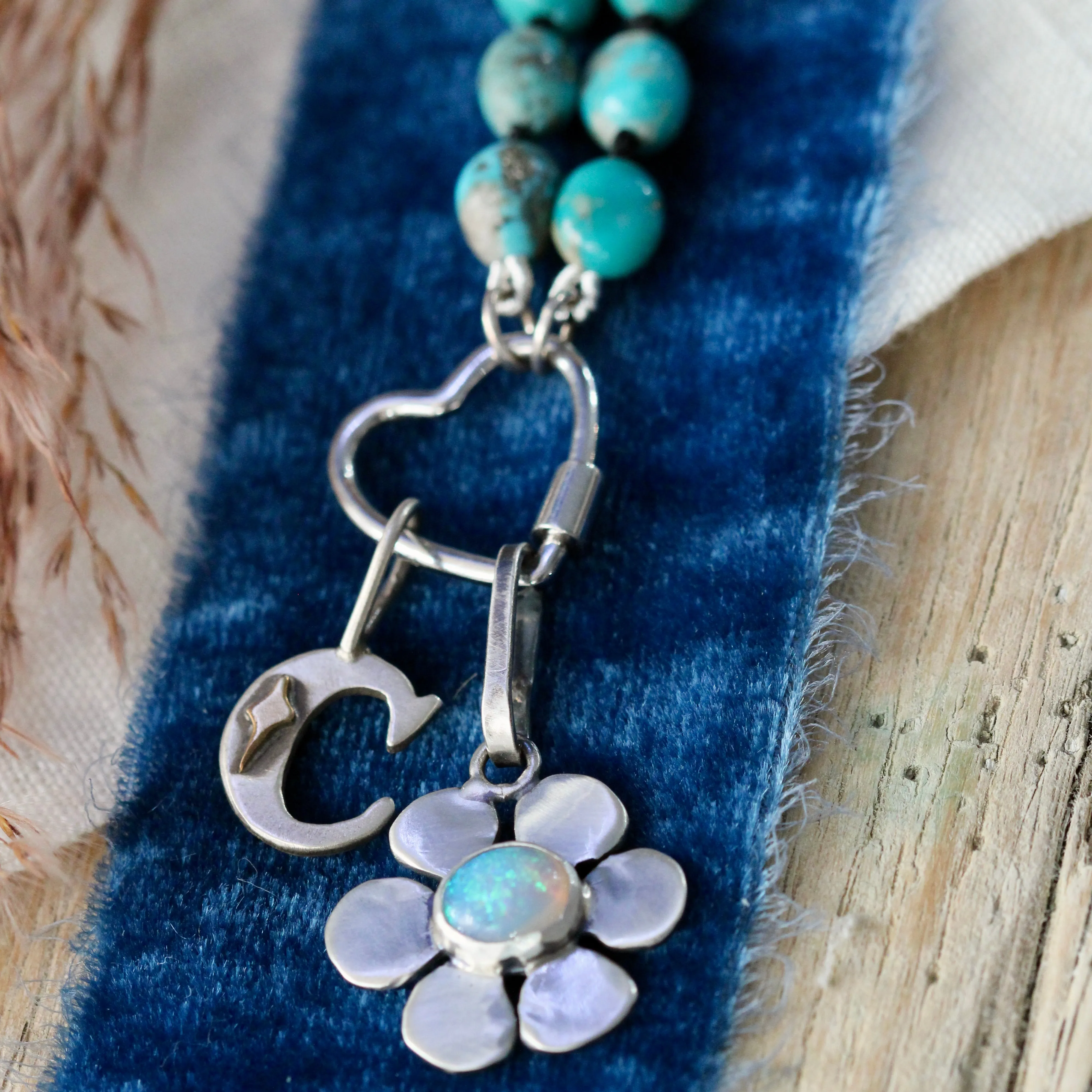 Australian Opal Sterling silver Flower charm