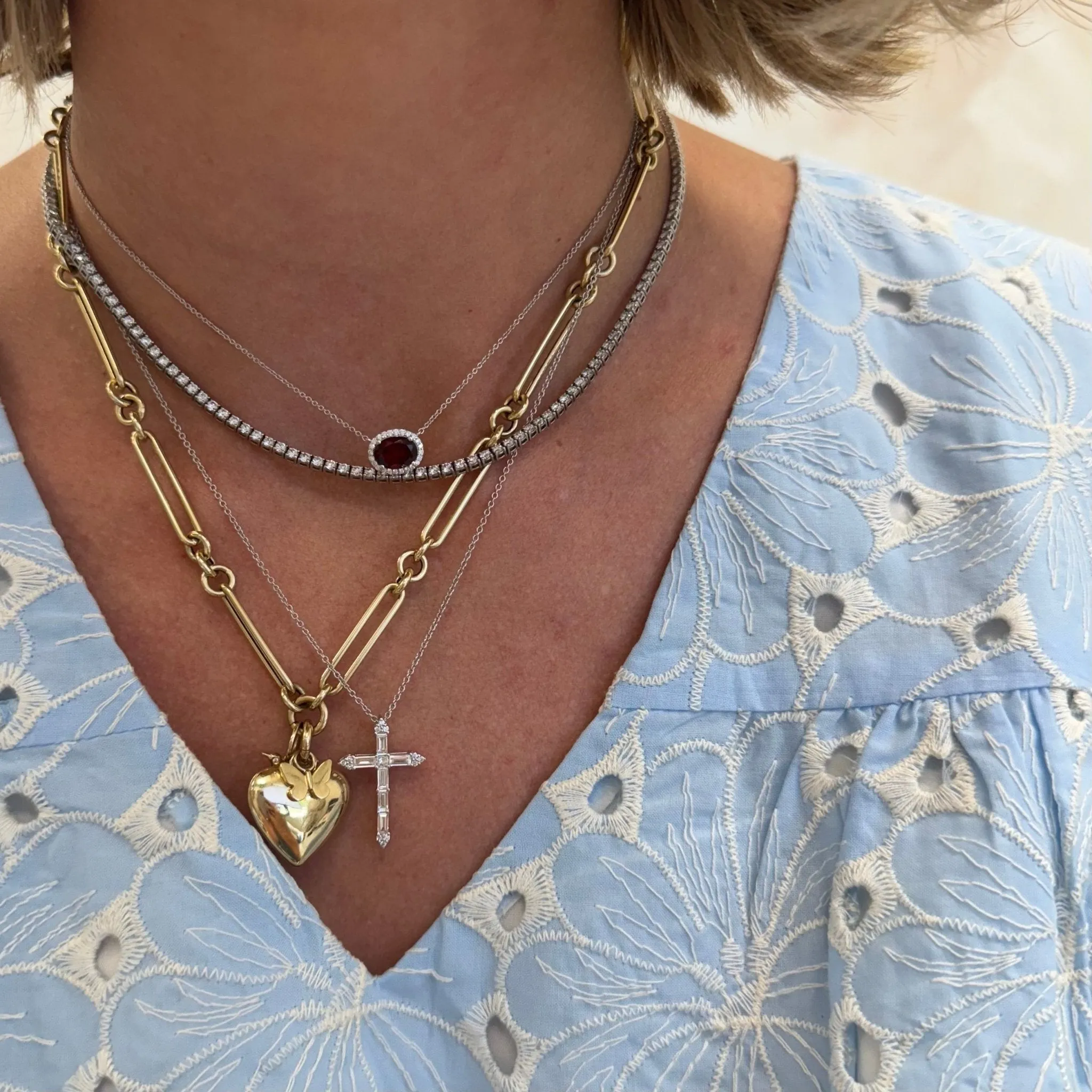 Baguette Diamond Cross Necklace