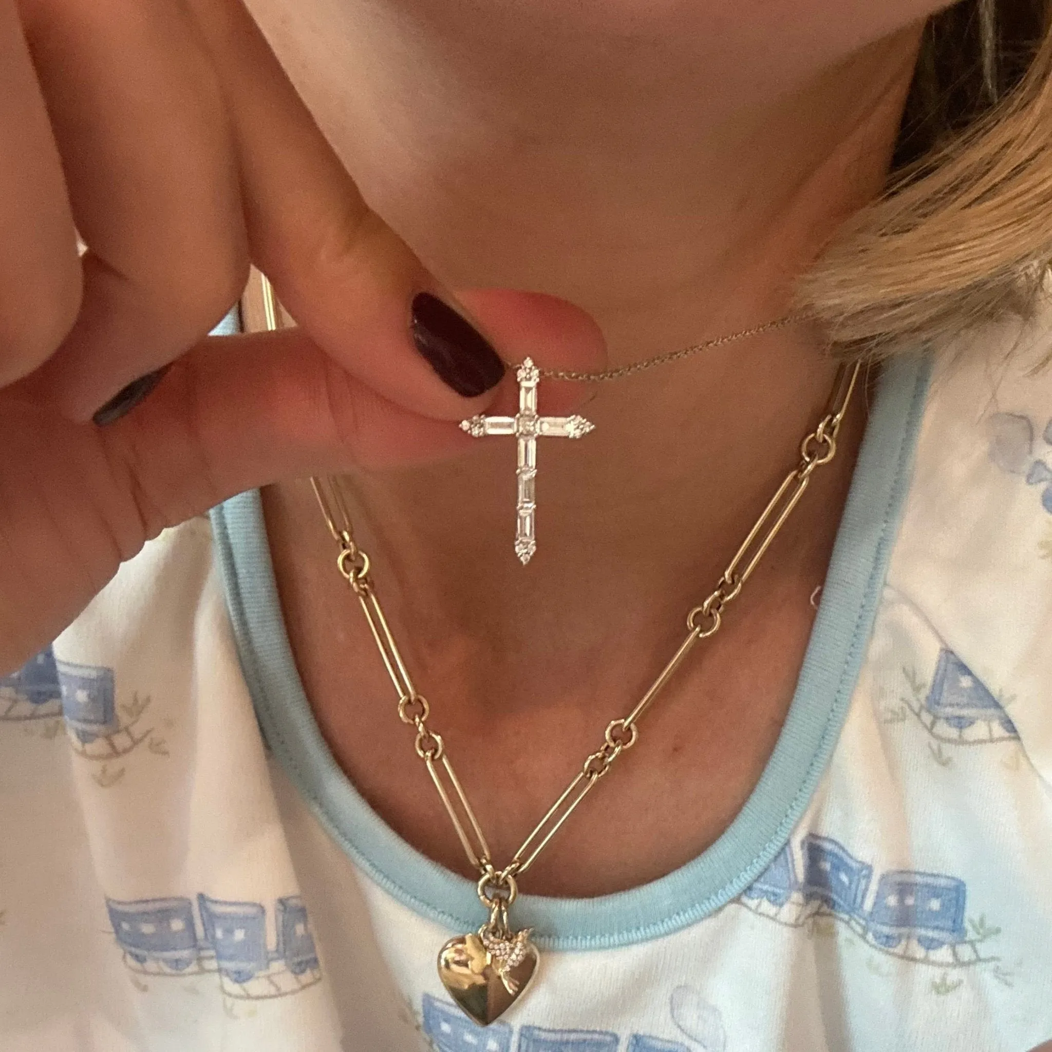 Baguette Diamond Cross Necklace