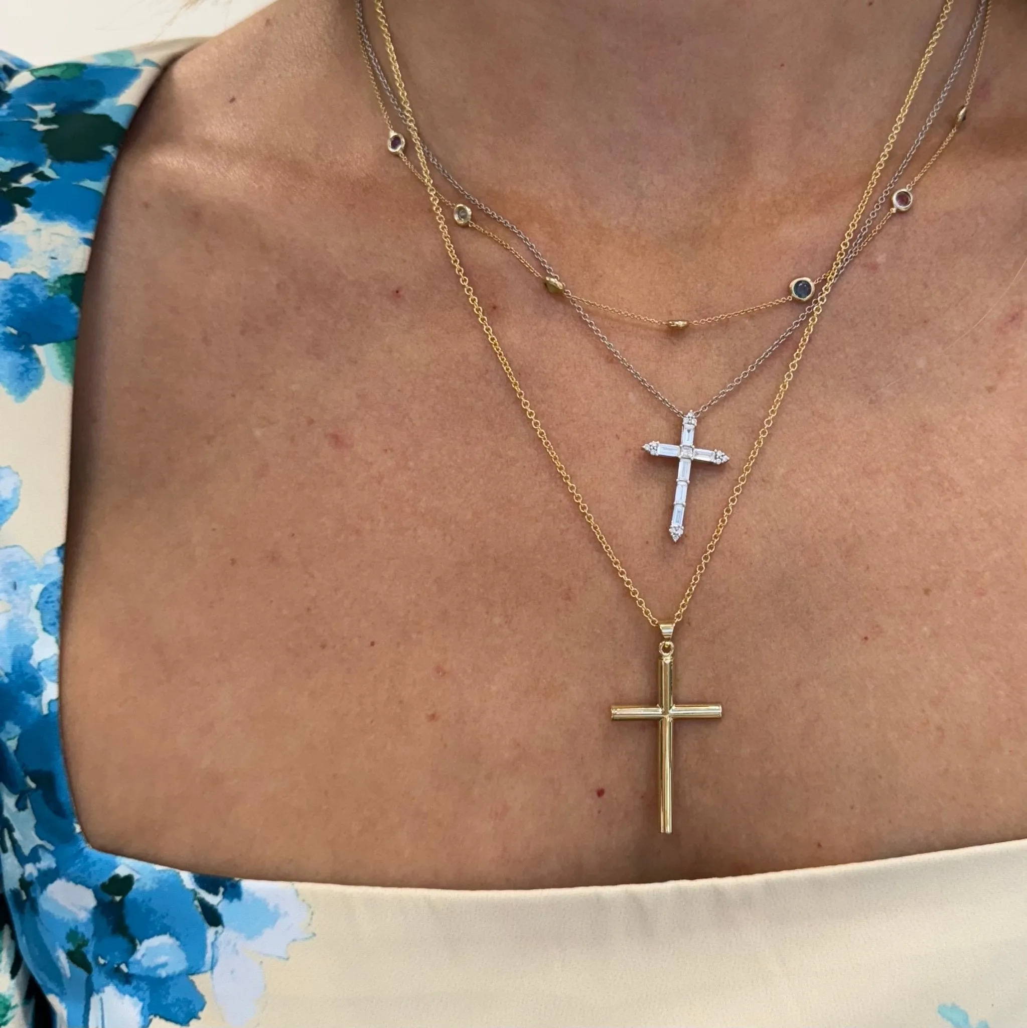 Baguette Diamond Cross Necklace