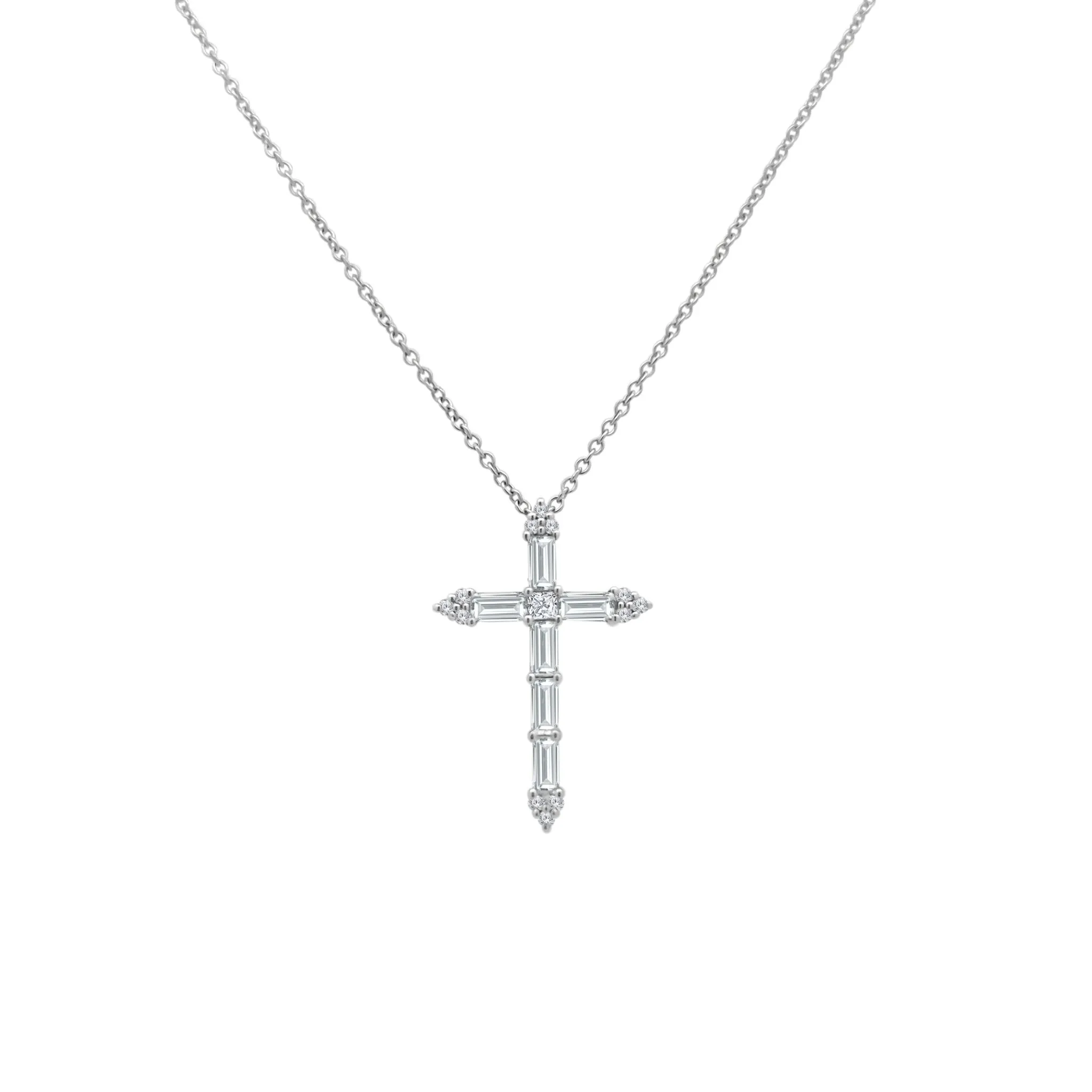 Baguette Diamond Cross Necklace