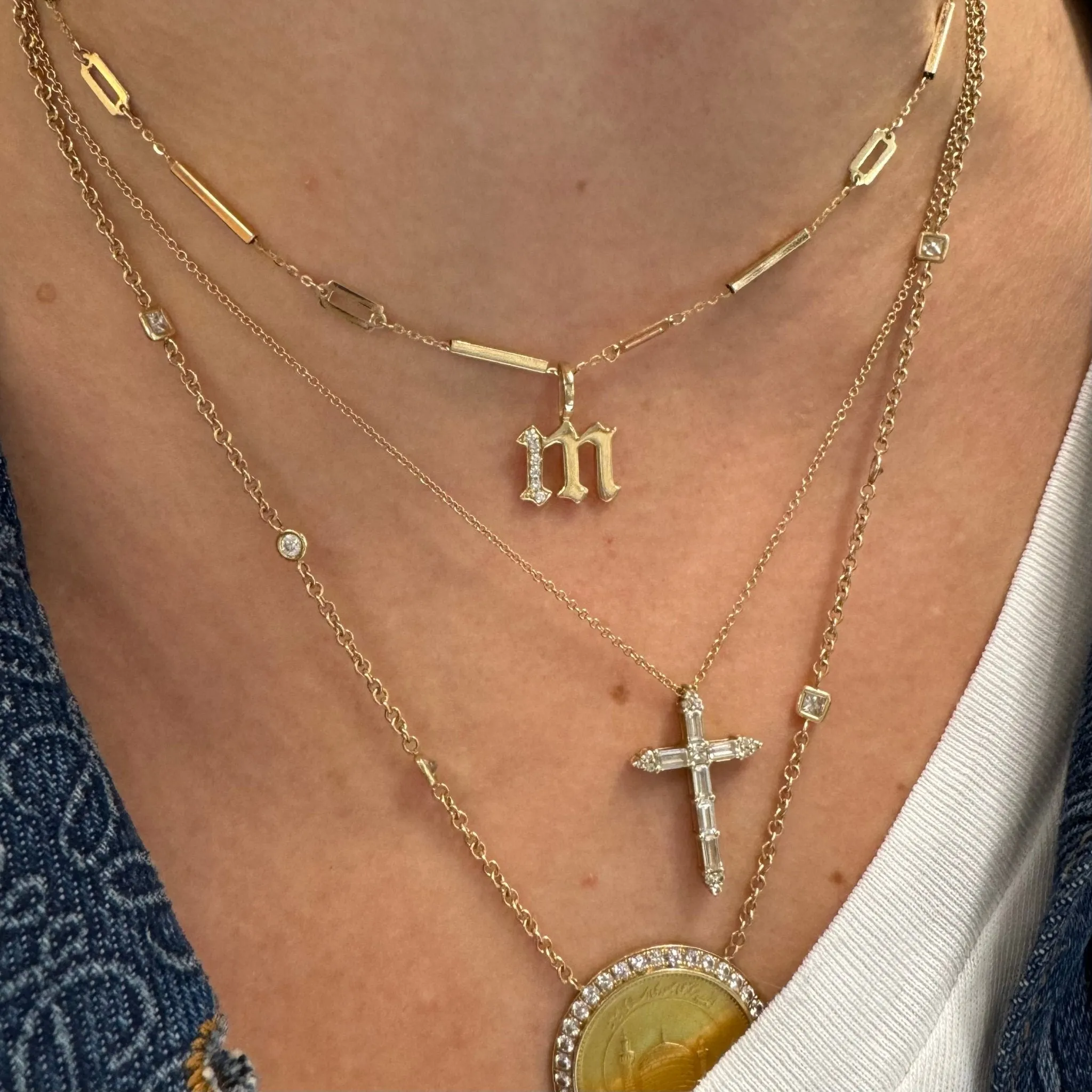 Baguette Diamond Cross Necklace