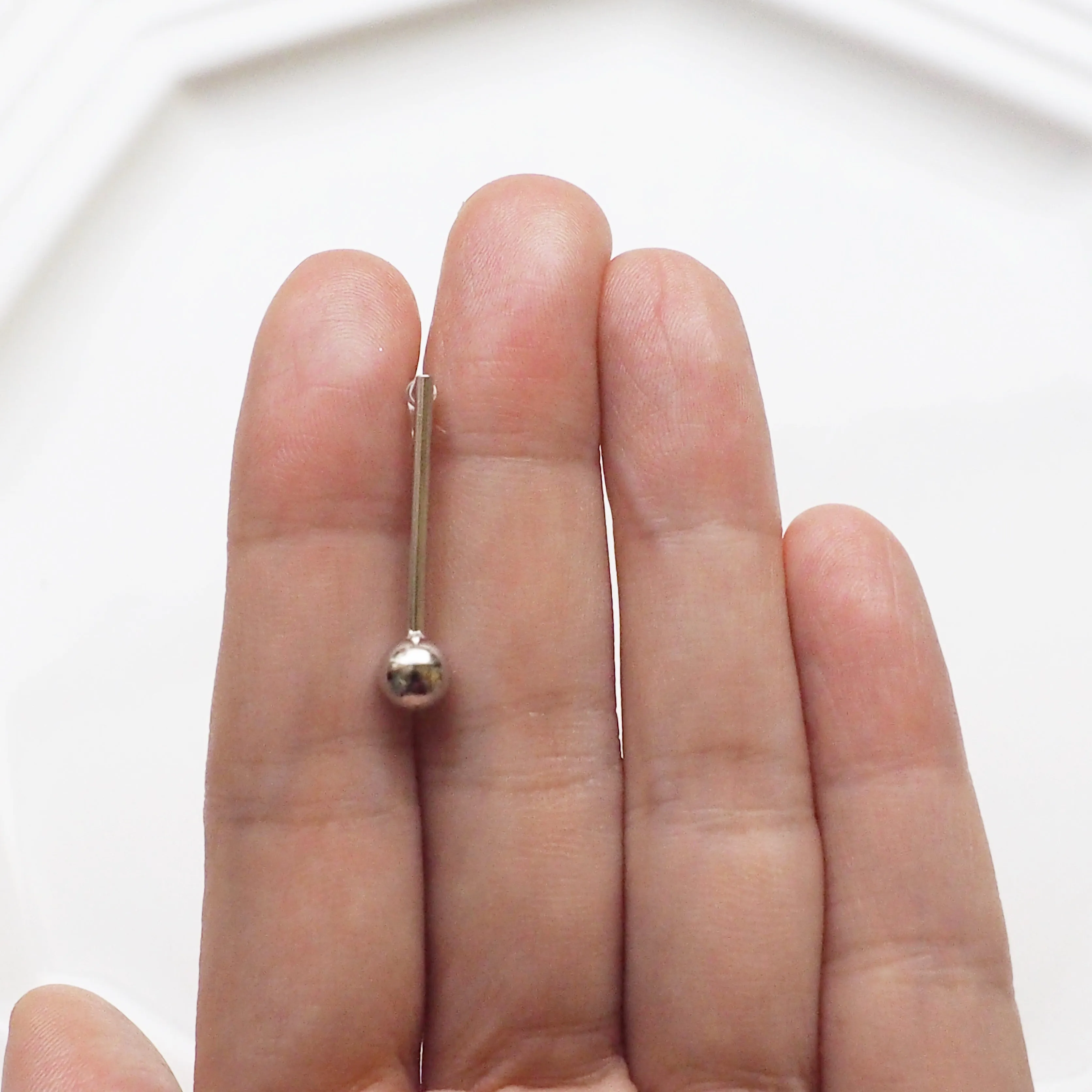 Ball invisible clip on stud earrings ( Silver tone )