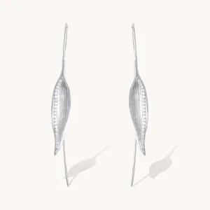 Bamboo Leaf Silver Drop Earrings W.