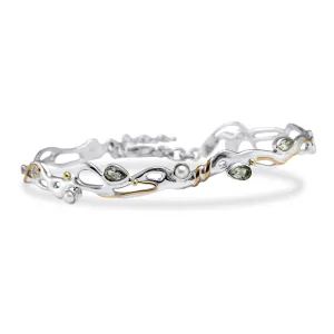Banyan Green Amethyst and Pearl Hinged Bracelet
