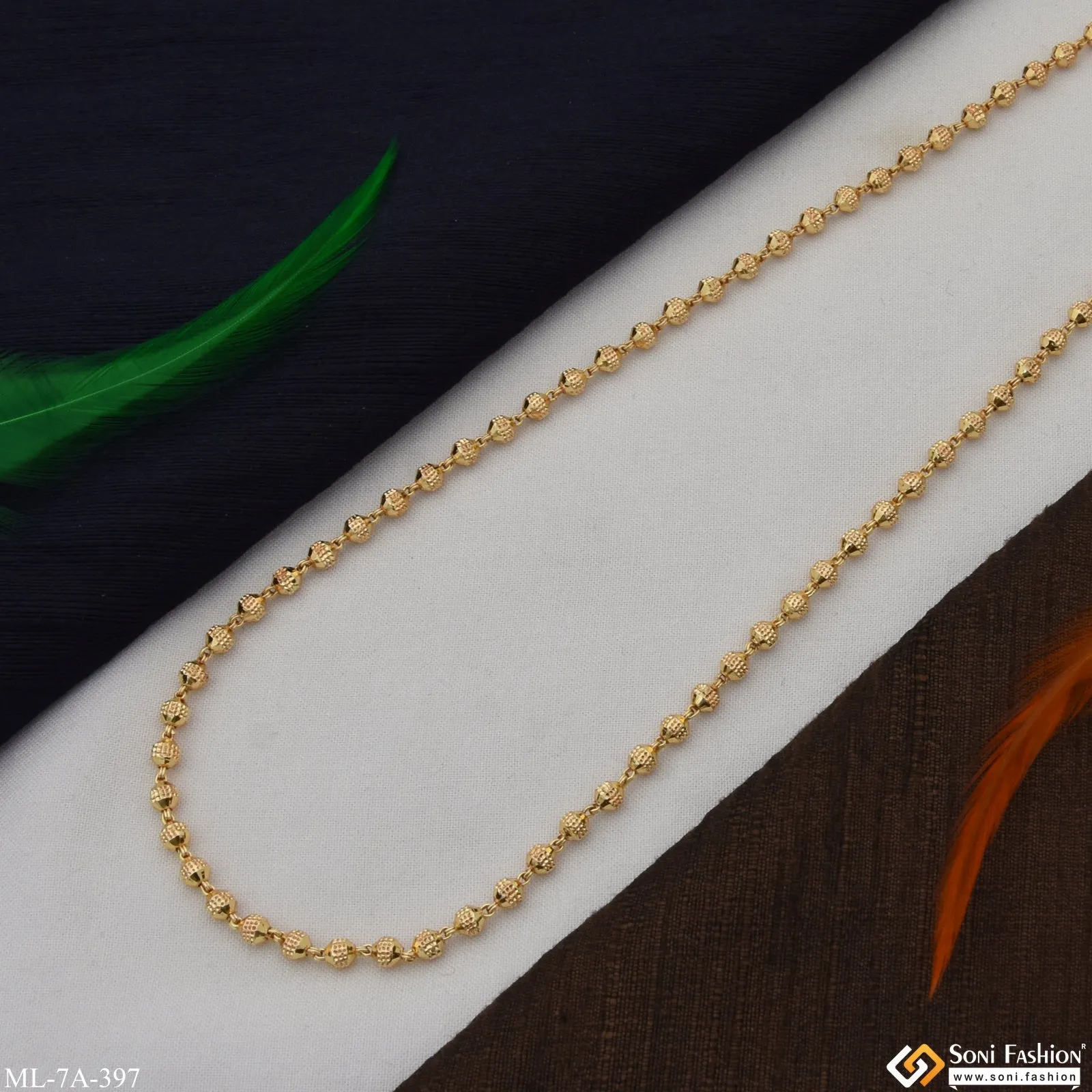 Beaded Finely Detailed Design Gold Plated Mala for Men - Style A397