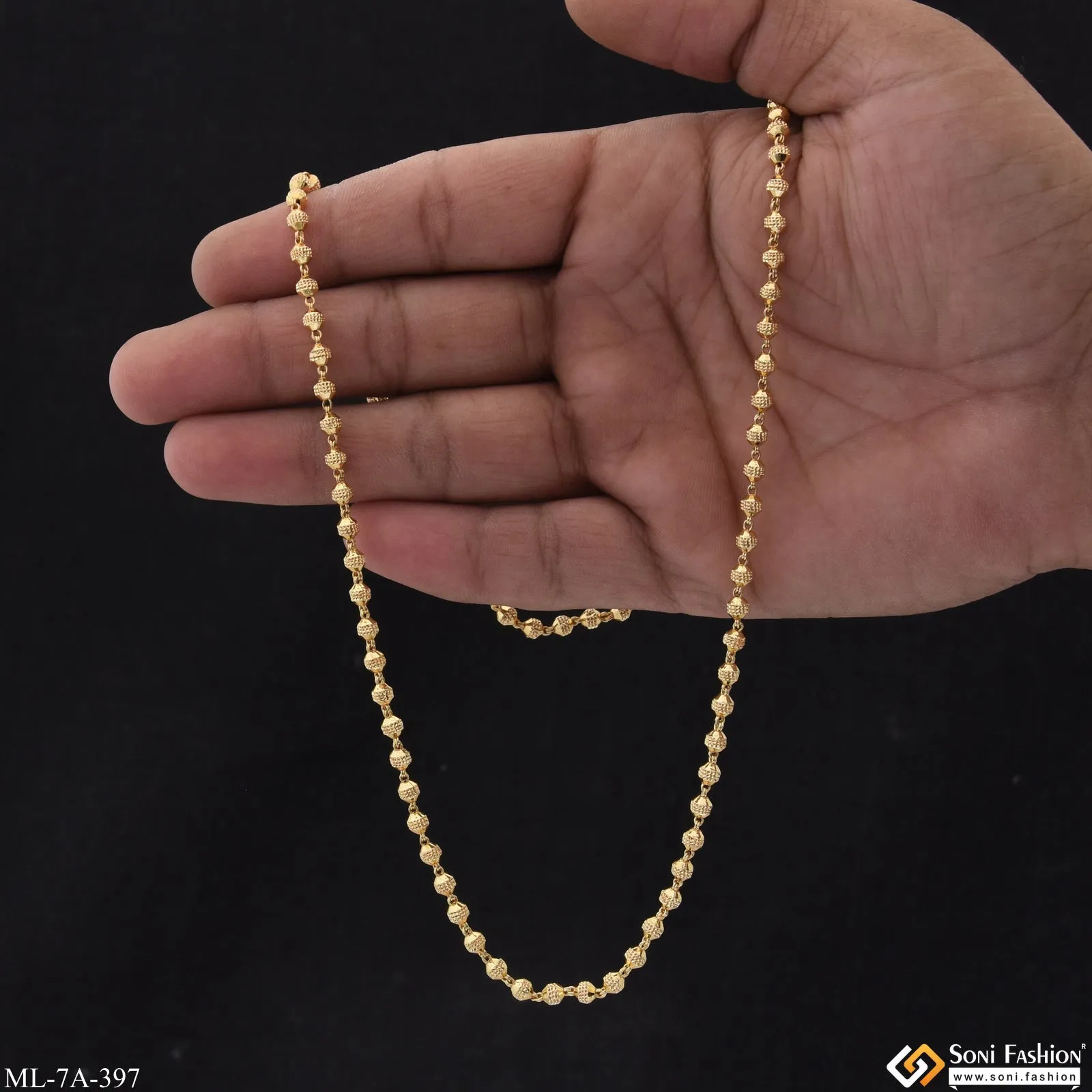 Beaded Finely Detailed Design Gold Plated Mala for Men - Style A397