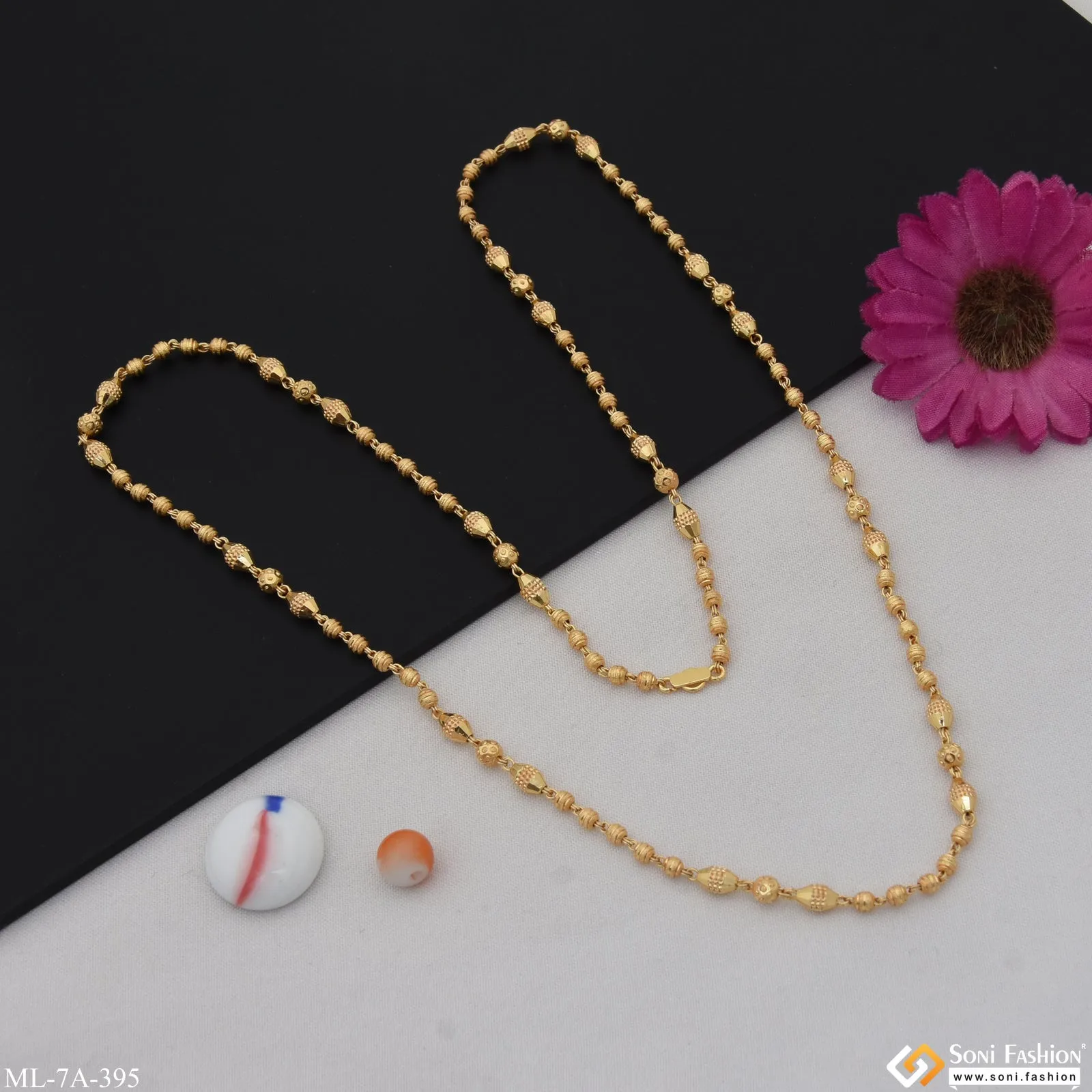 Beaded Hand-Crafted Design Gold Plated Mala for Men - Style A395