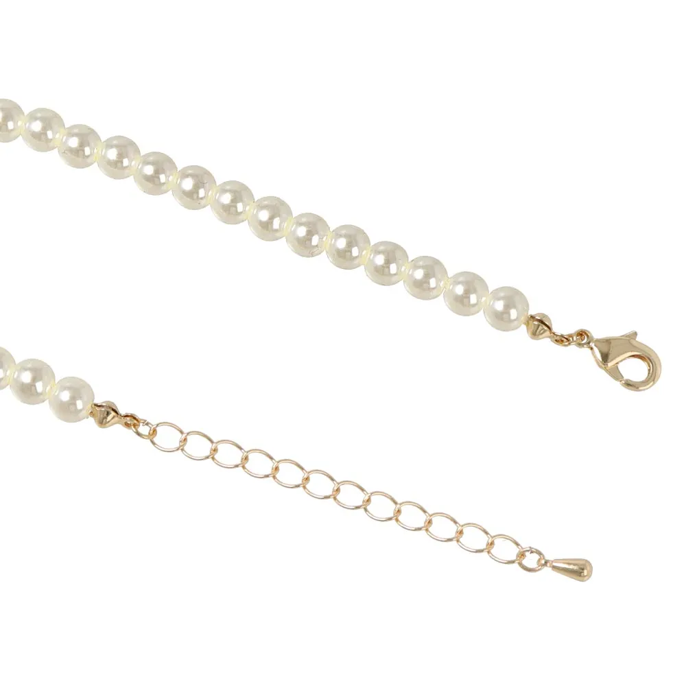 Beaded Heart Pearl Chain Necklace