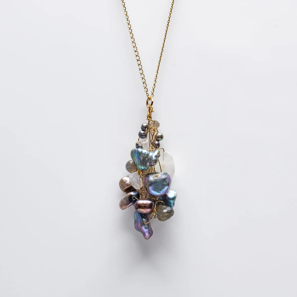 Blue Pearl Cluster Pendant