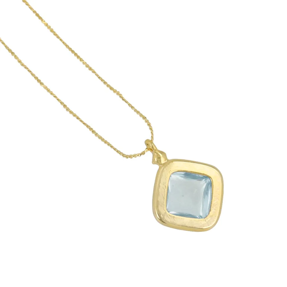 Blue Square Glass Jewel Necklace