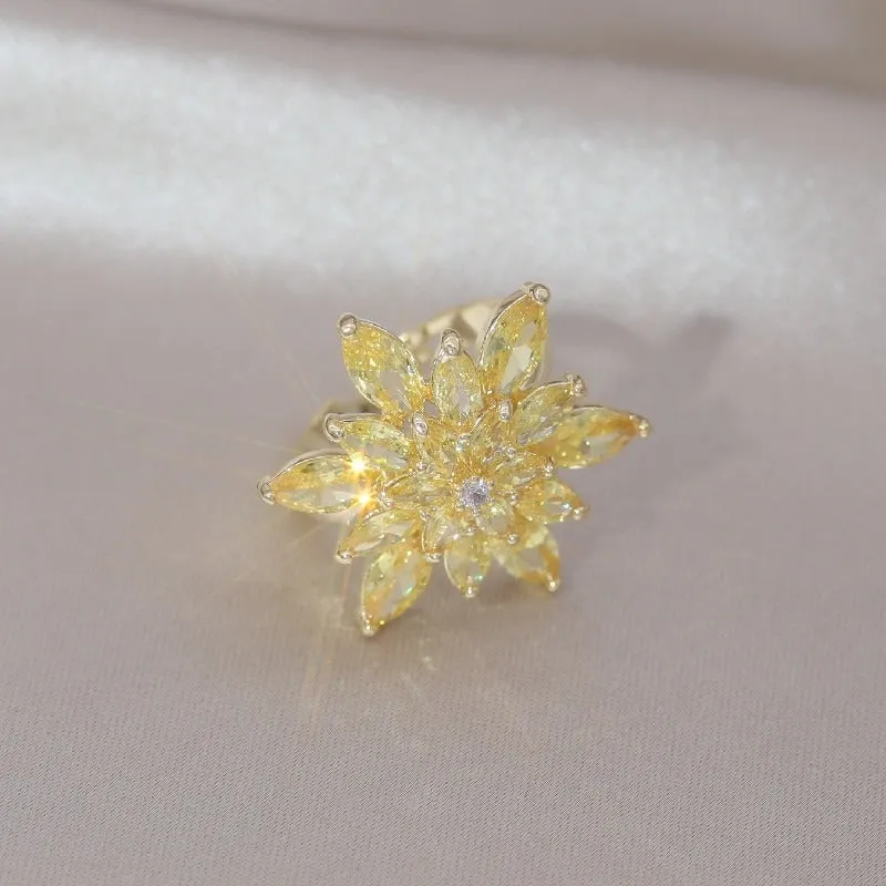 Brilliant Zircon Flower Earrings, Necklaces, and Rings Fashion Jewelry