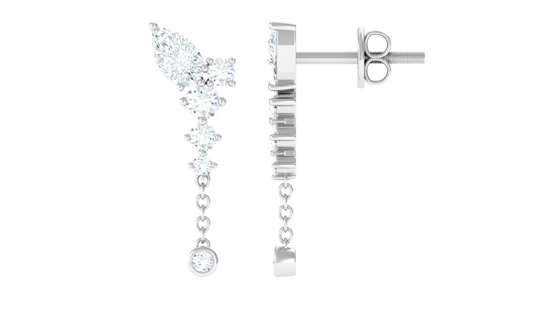 Certified Moissanite Chain Dangle Earrings