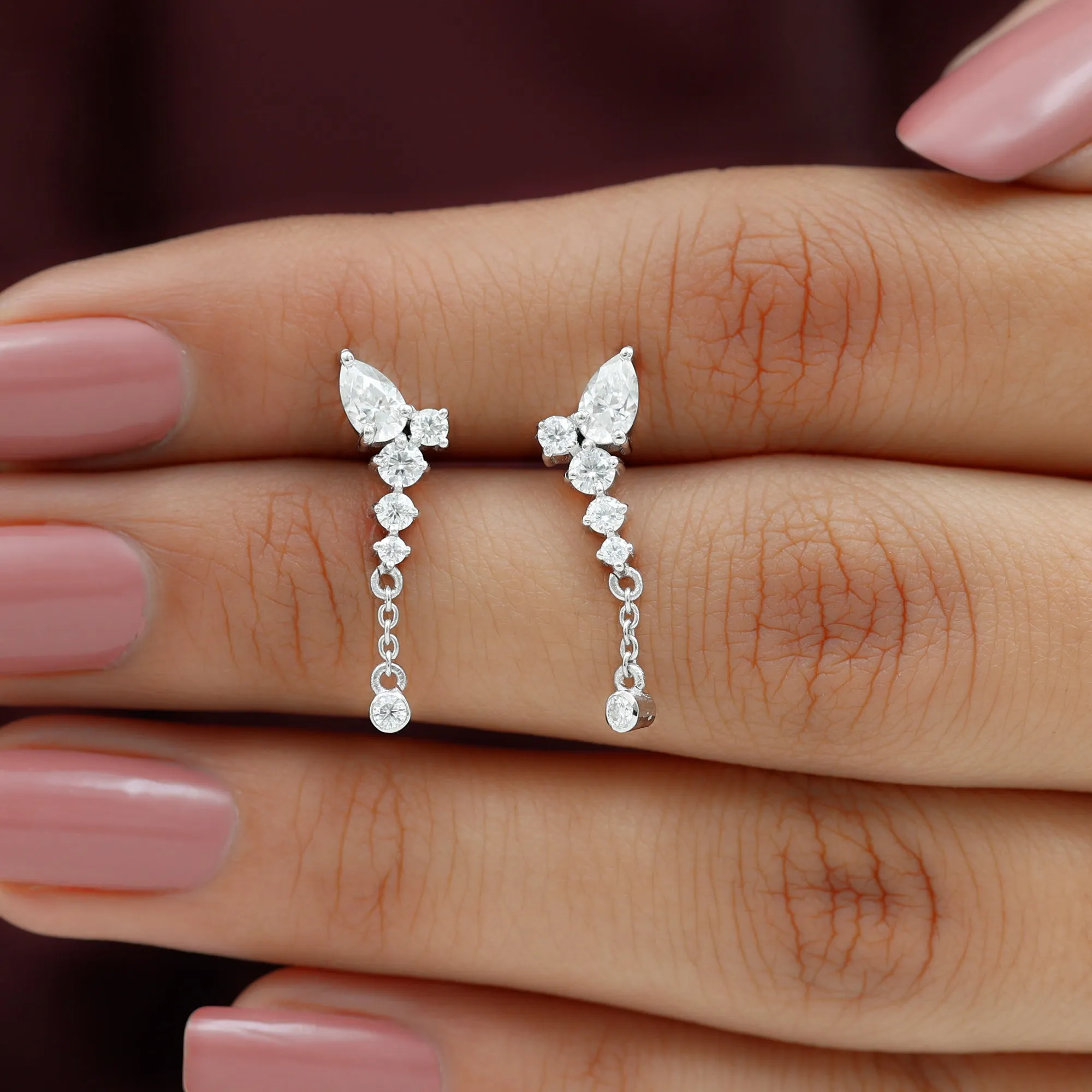 Certified Moissanite Chain Dangle Earrings