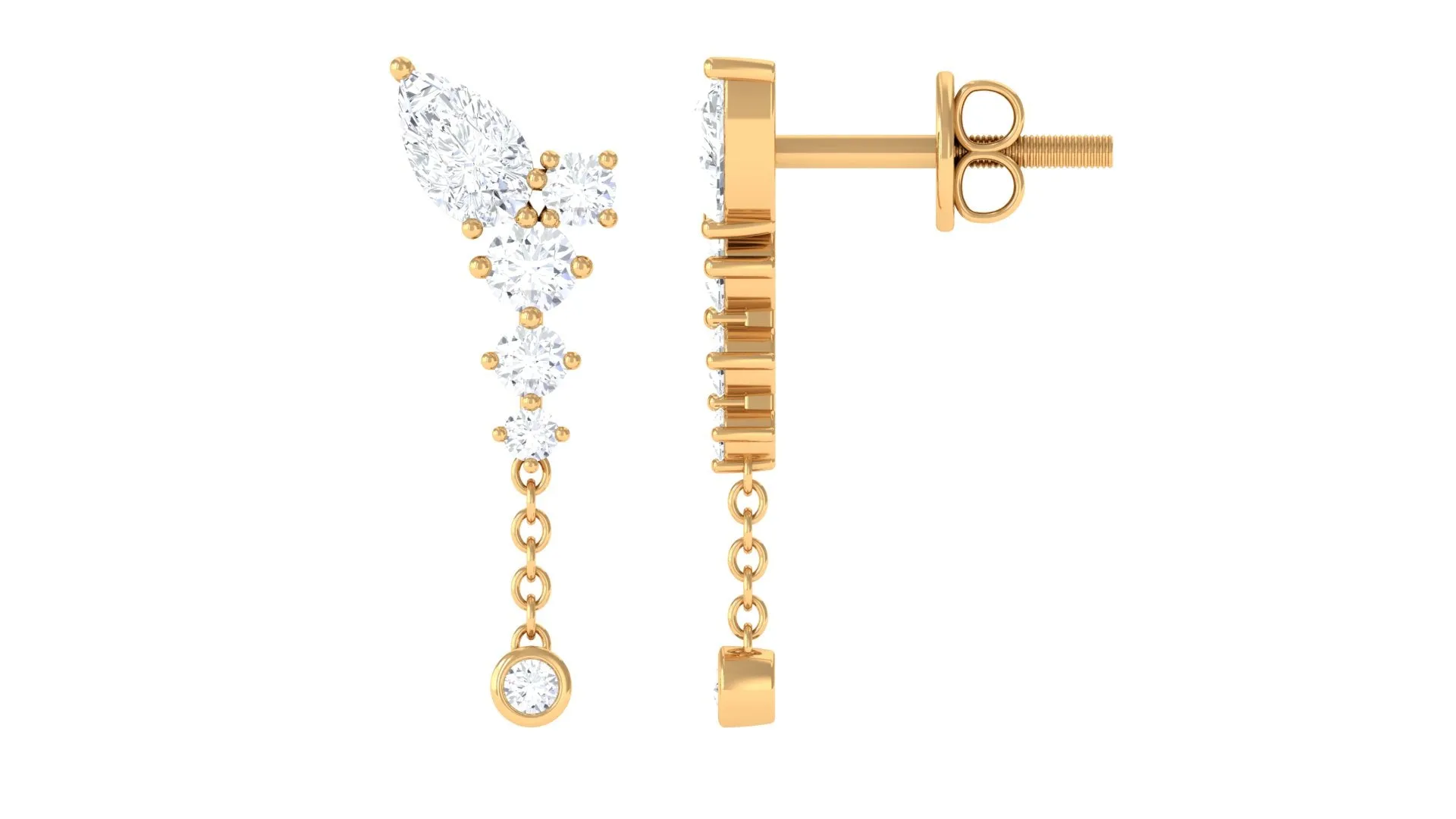 Certified Moissanite Chain Dangle Earrings