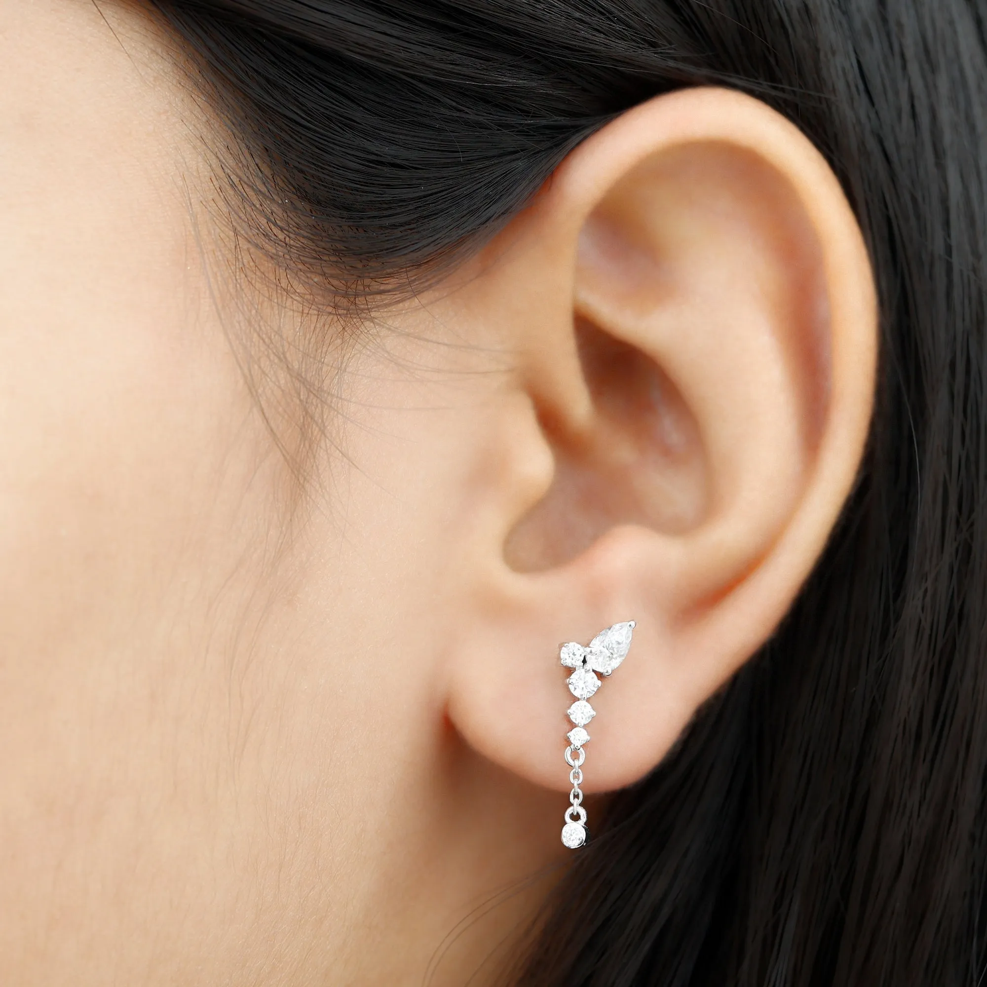 Certified Moissanite Chain Dangle Earrings