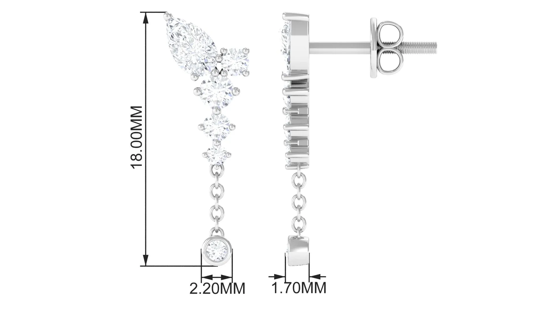 Certified Moissanite Chain Dangle Earrings