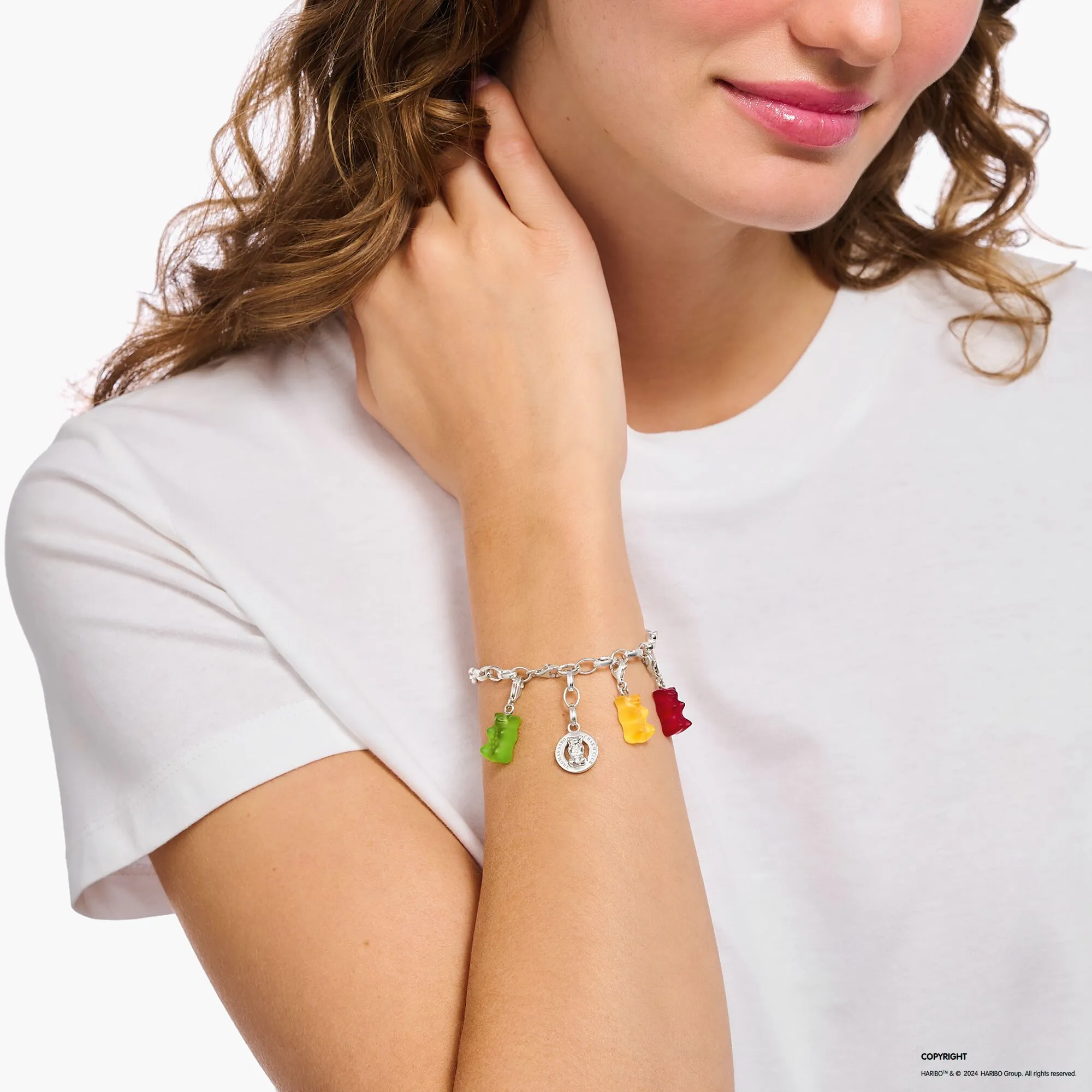 Charm bracelet with goldbear logo silver