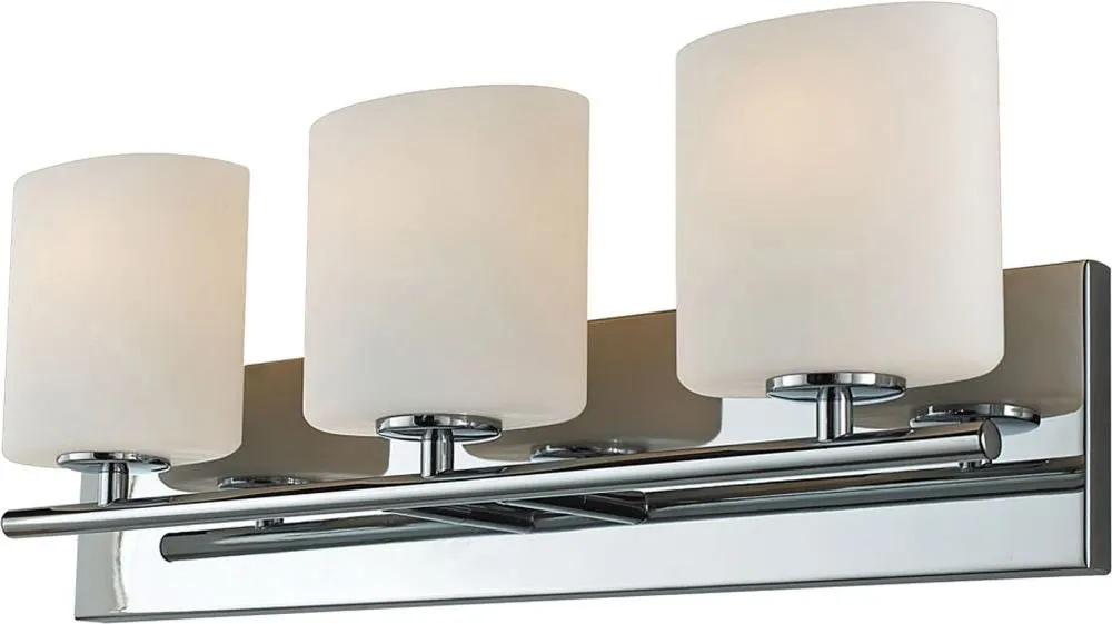 Chelsea 3 Light Vanity In Chrome and White Opal Glass