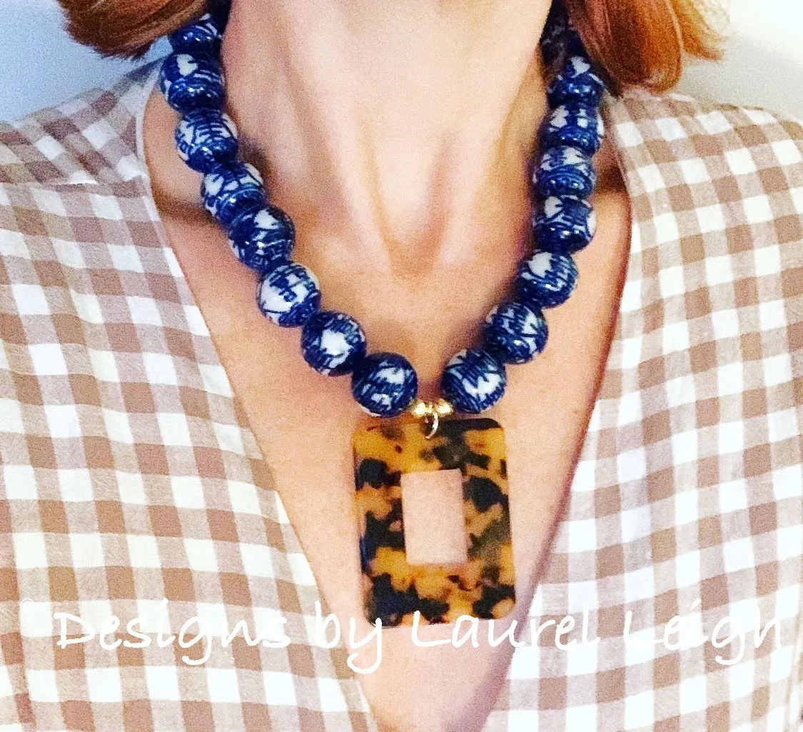 Chinoiserie Tortoise Shell Pendant Necklace