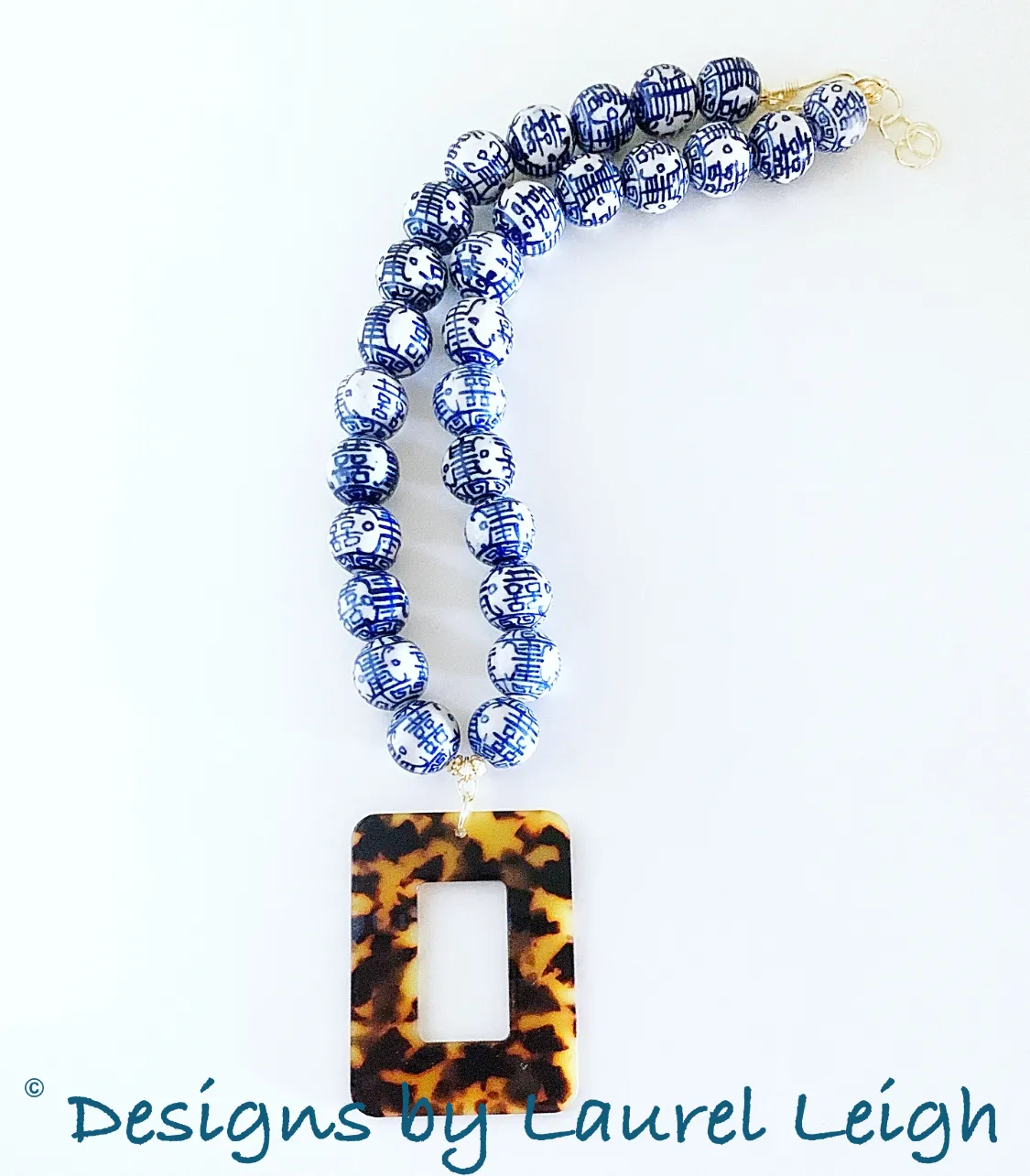 Chinoiserie Tortoise Shell Pendant Necklace