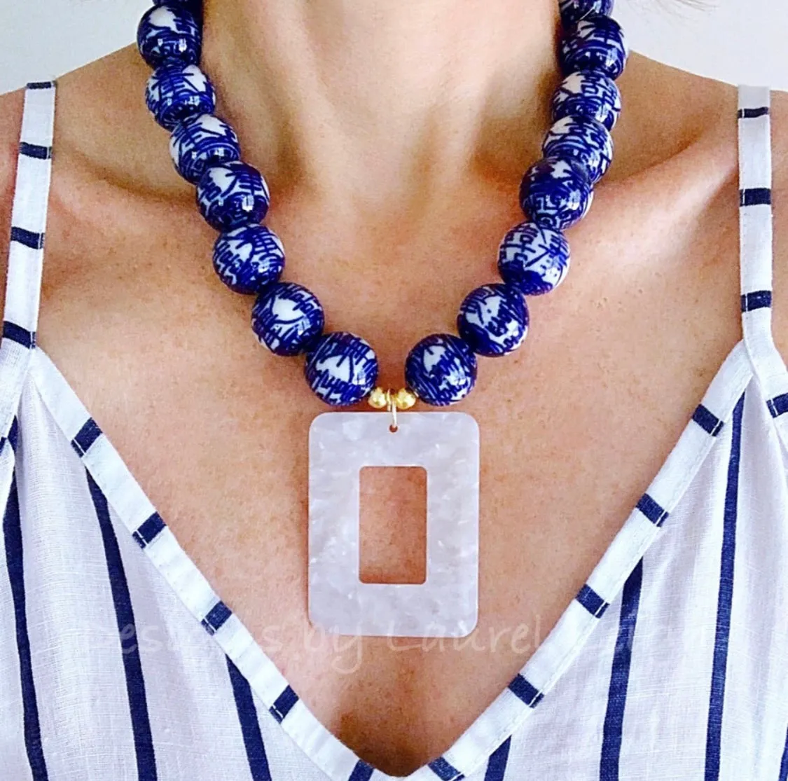 Chinoiserie Tortoise Shell Pendant Necklace