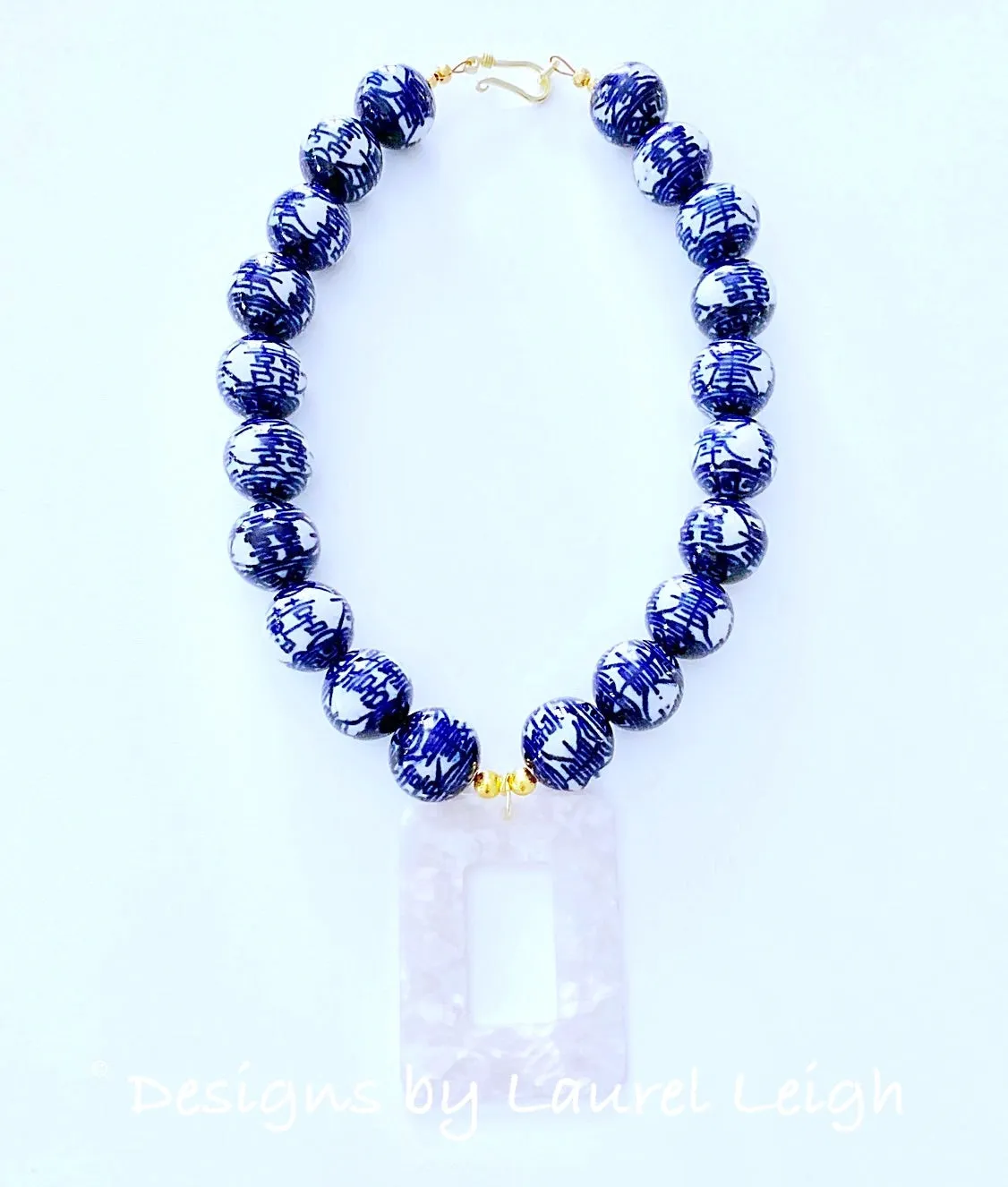 Chinoiserie Tortoise Shell Pendant Necklace