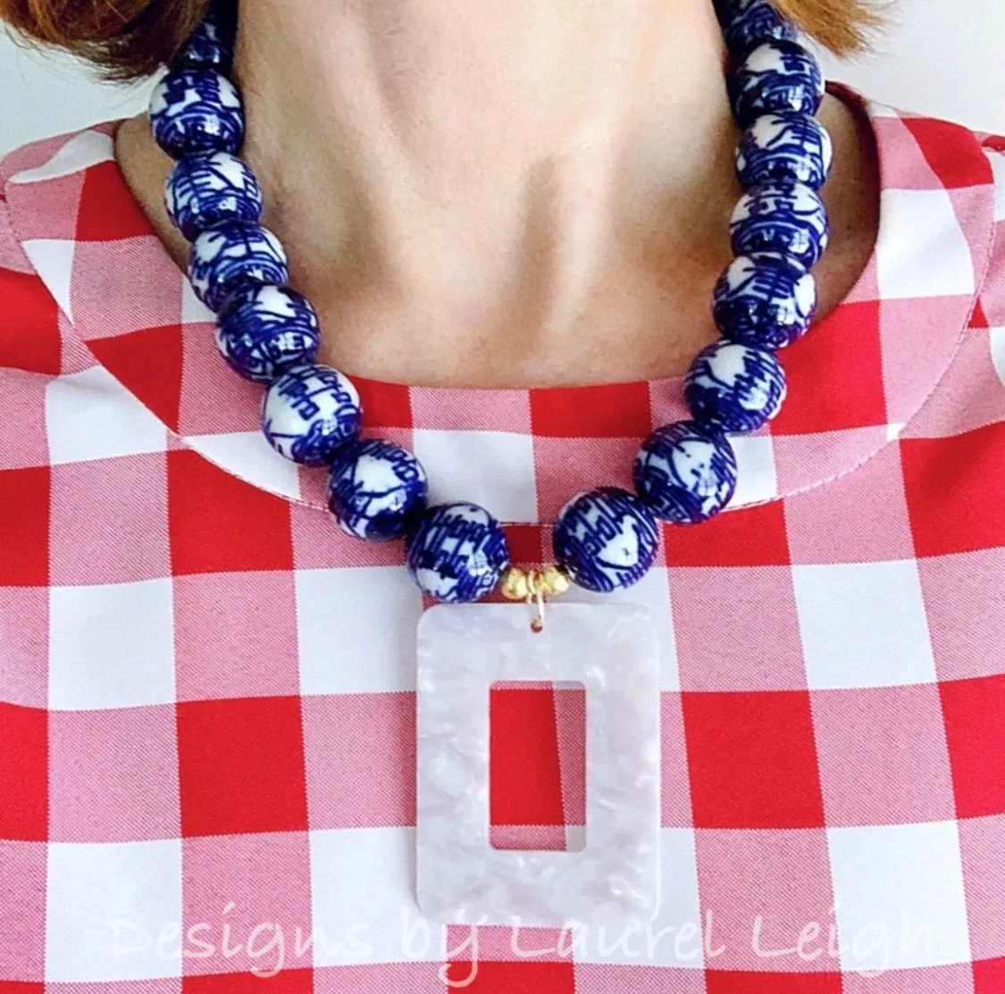 Chinoiserie Tortoise Shell Pendant Necklace
