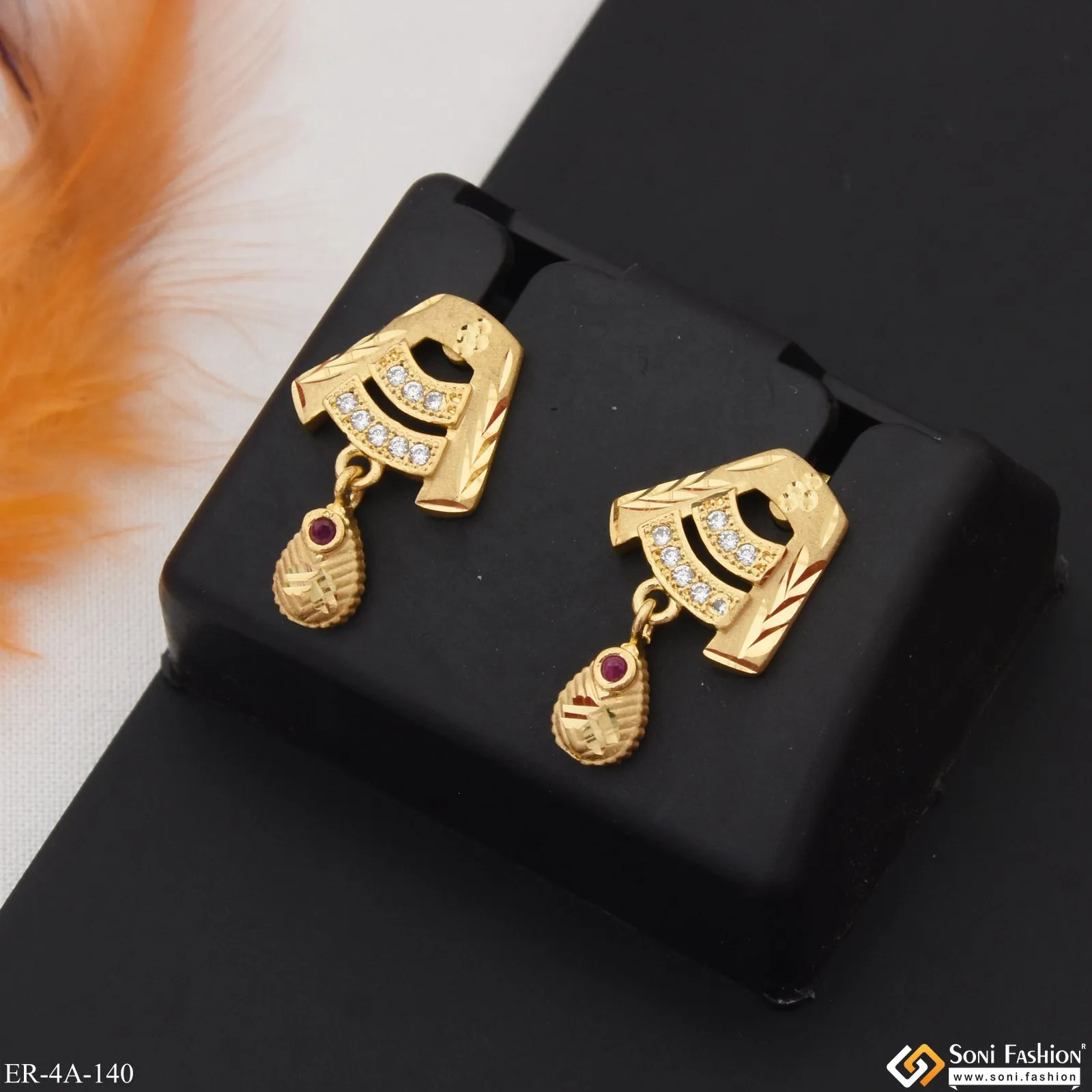 Classic Design Hand-Crafted Design Gold Plated Earrings for Ladies - Style A140