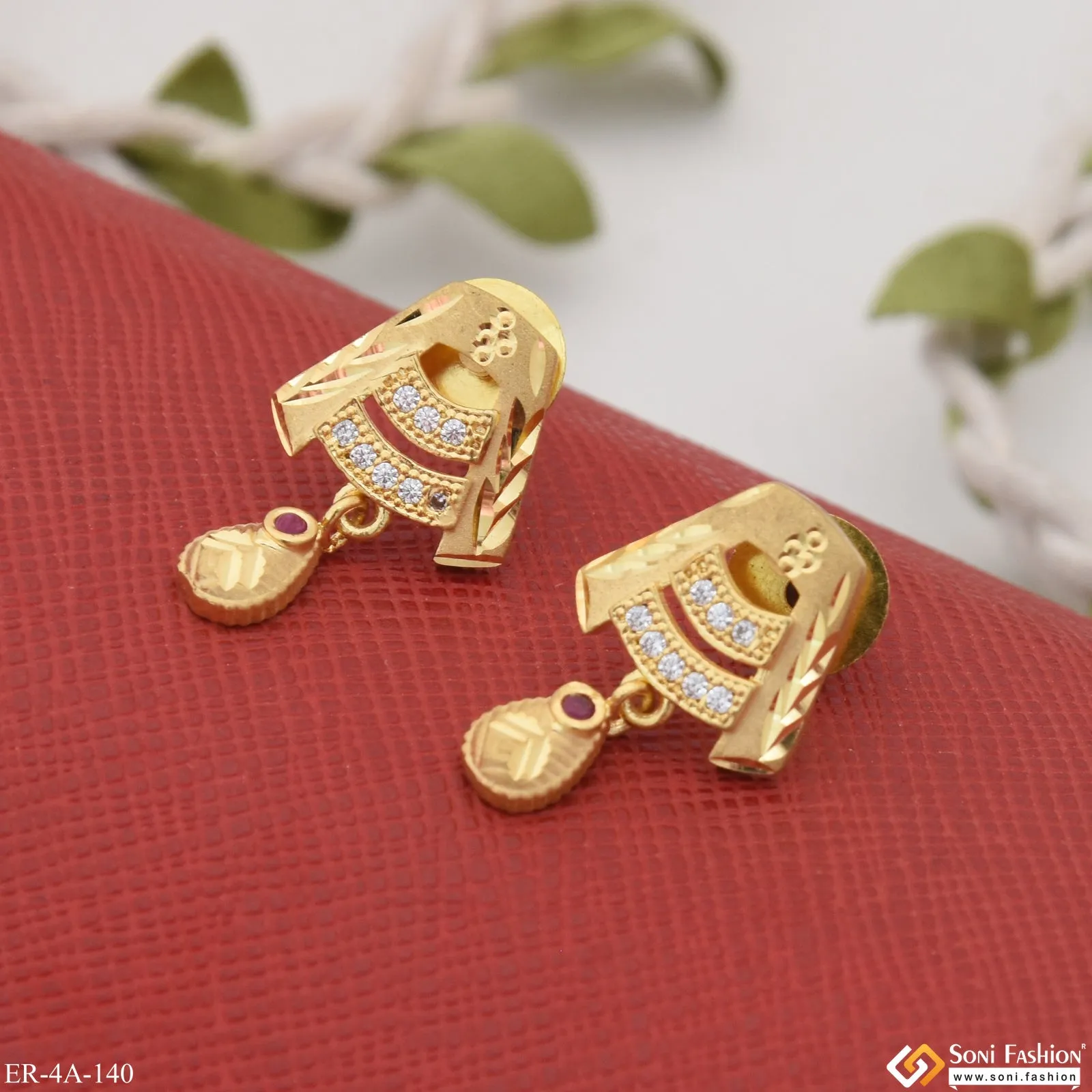 Classic Design Hand-Crafted Design Gold Plated Earrings for Ladies - Style A140