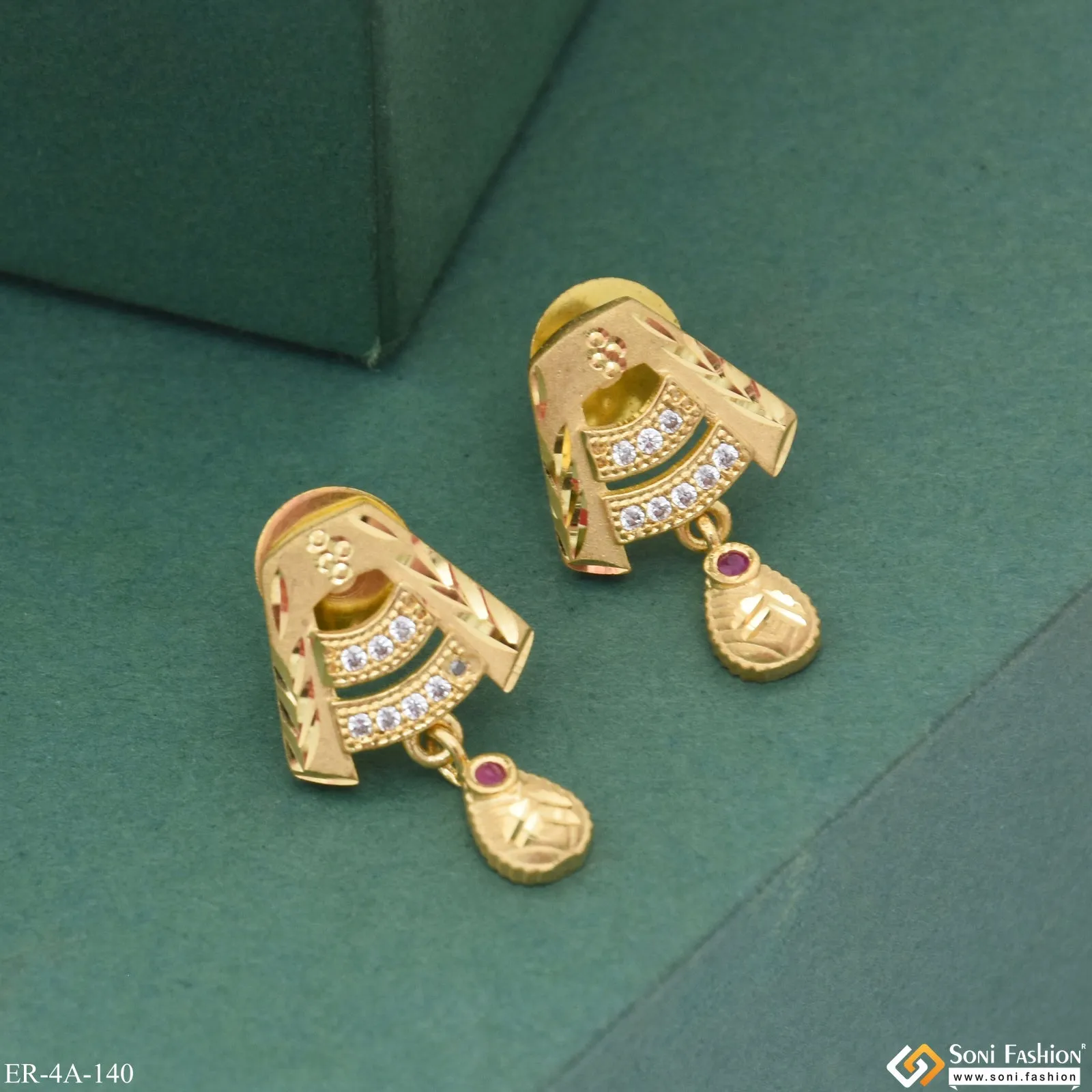 Classic Design Hand-Crafted Design Gold Plated Earrings for Ladies - Style A140